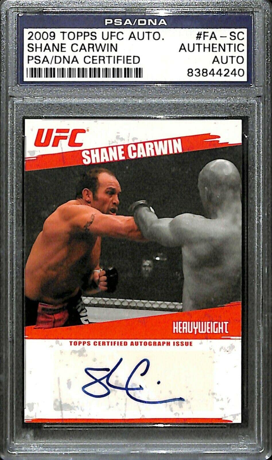 Shane Carwin Signed 2009 Topps UFC Autographs Rookie Card #FA-SC PSA/DNA COA RC - Autographed UFC Cards