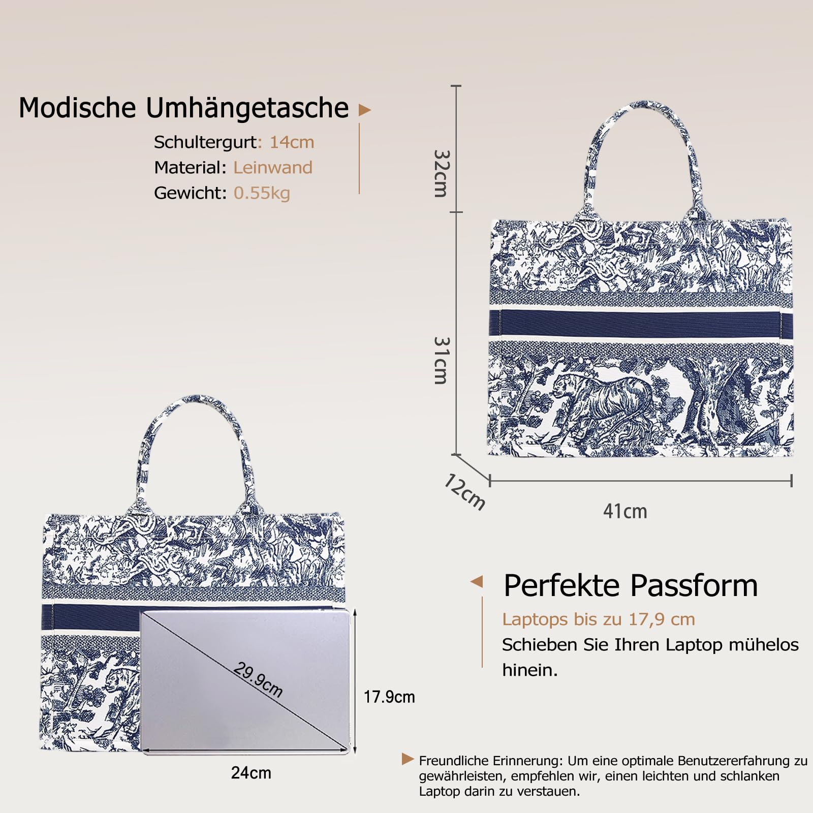 CORIOS Damen Laptoptasche Aktentasche mit Ethnischen Druckmustern Böhmische Schultertasche Sommer Strand Tasche Mode Elegant Tote Handtasche Canvas Henkeltaschen Tragetasche Blau