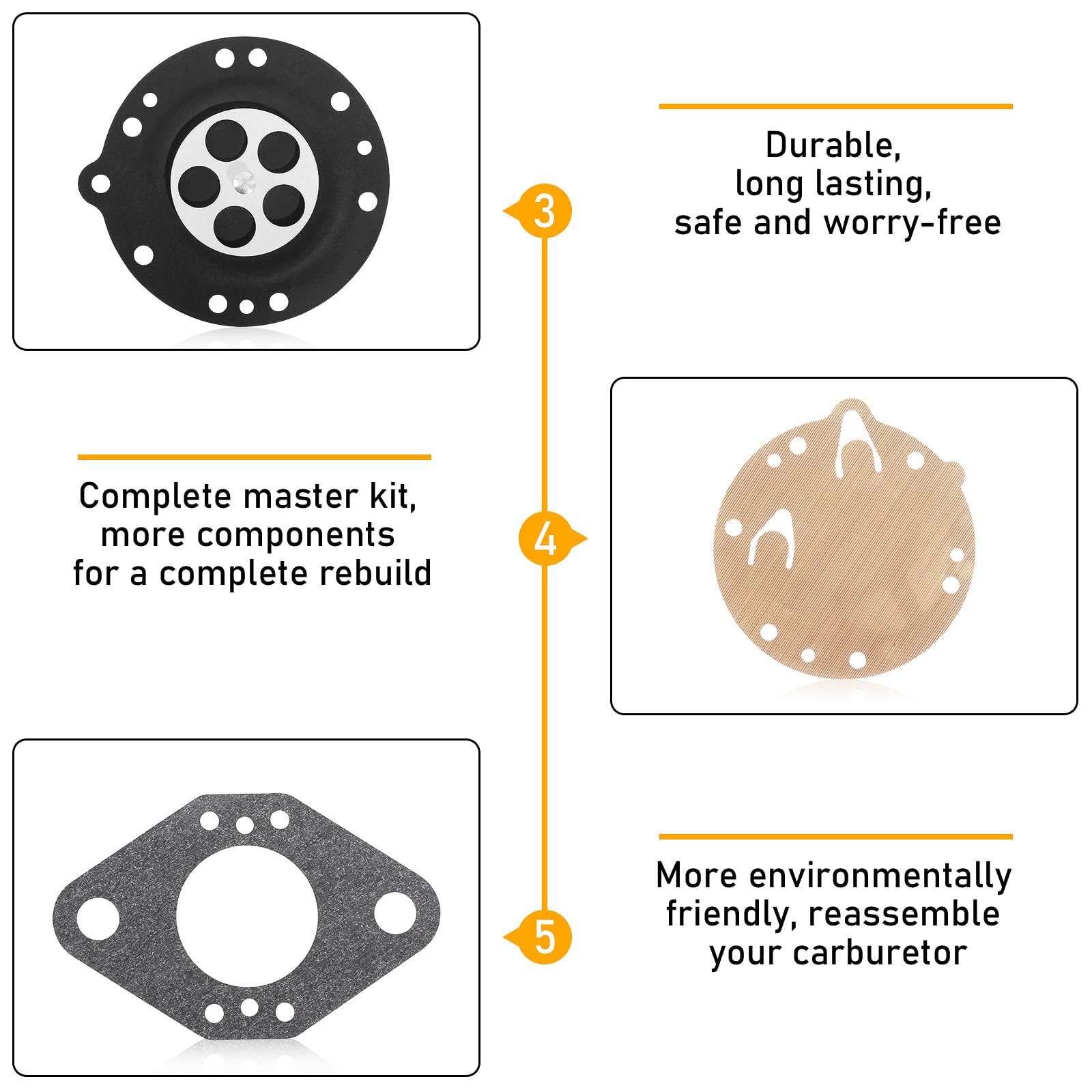 QAZAKY Pack of 2 Carburetor Rebuild Kit Compatible with Zama RB-42 LA-S6 LA-S6A LA-S7 LA-S7A LA-S8 LA-S8A LB-S9 LB-S9A 08 08S 08SE 08SEQ 070 090 TS350 TS360 AVS Chainsaw Tillotson HL-293 HL-314 HL-323 - Image 3