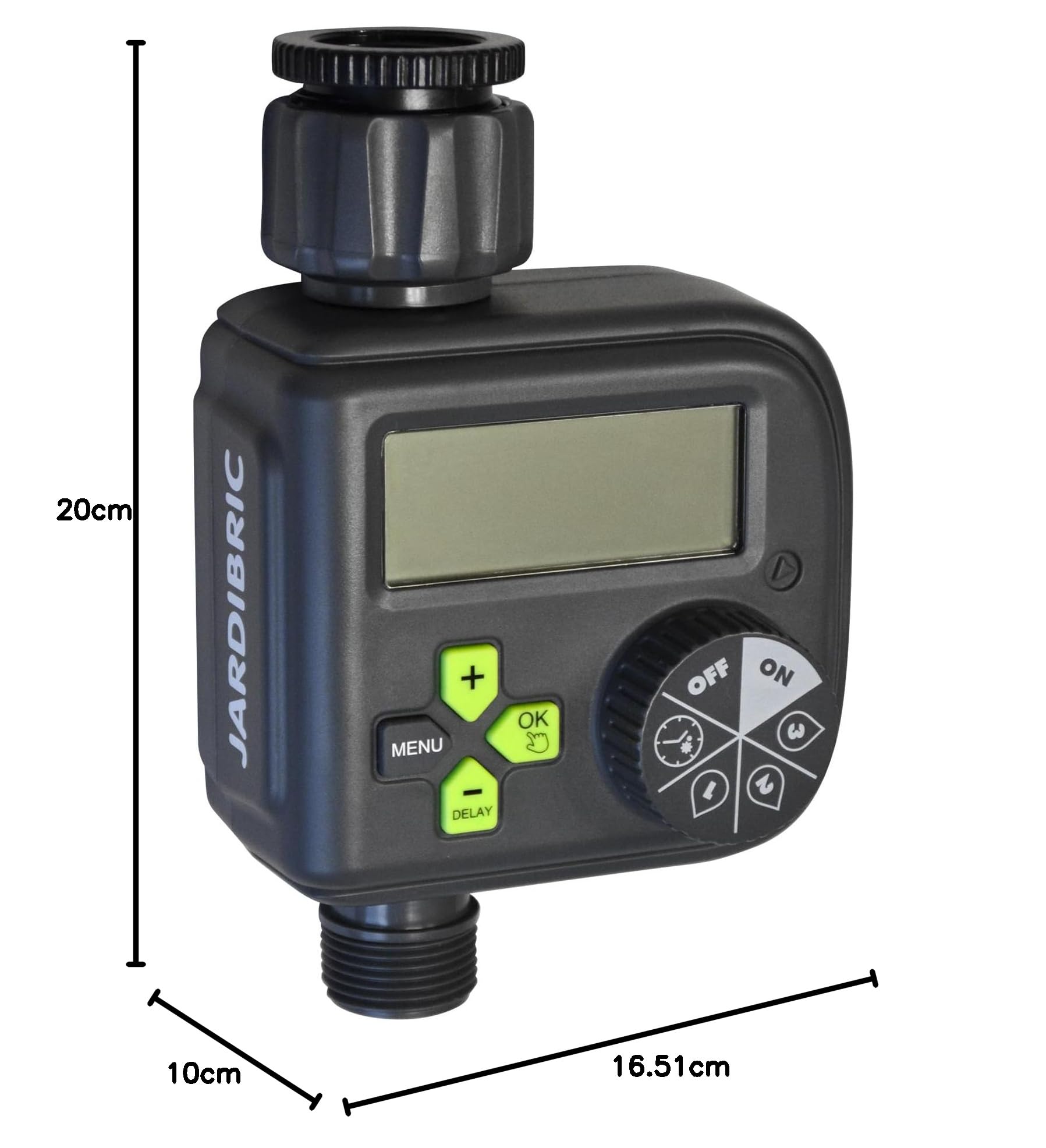 Jardibric - Programmateur Arrosage Digital 36 Programmes - Minuteur Arrosage Automatique avec Rain Delay Débit 1320 L/h