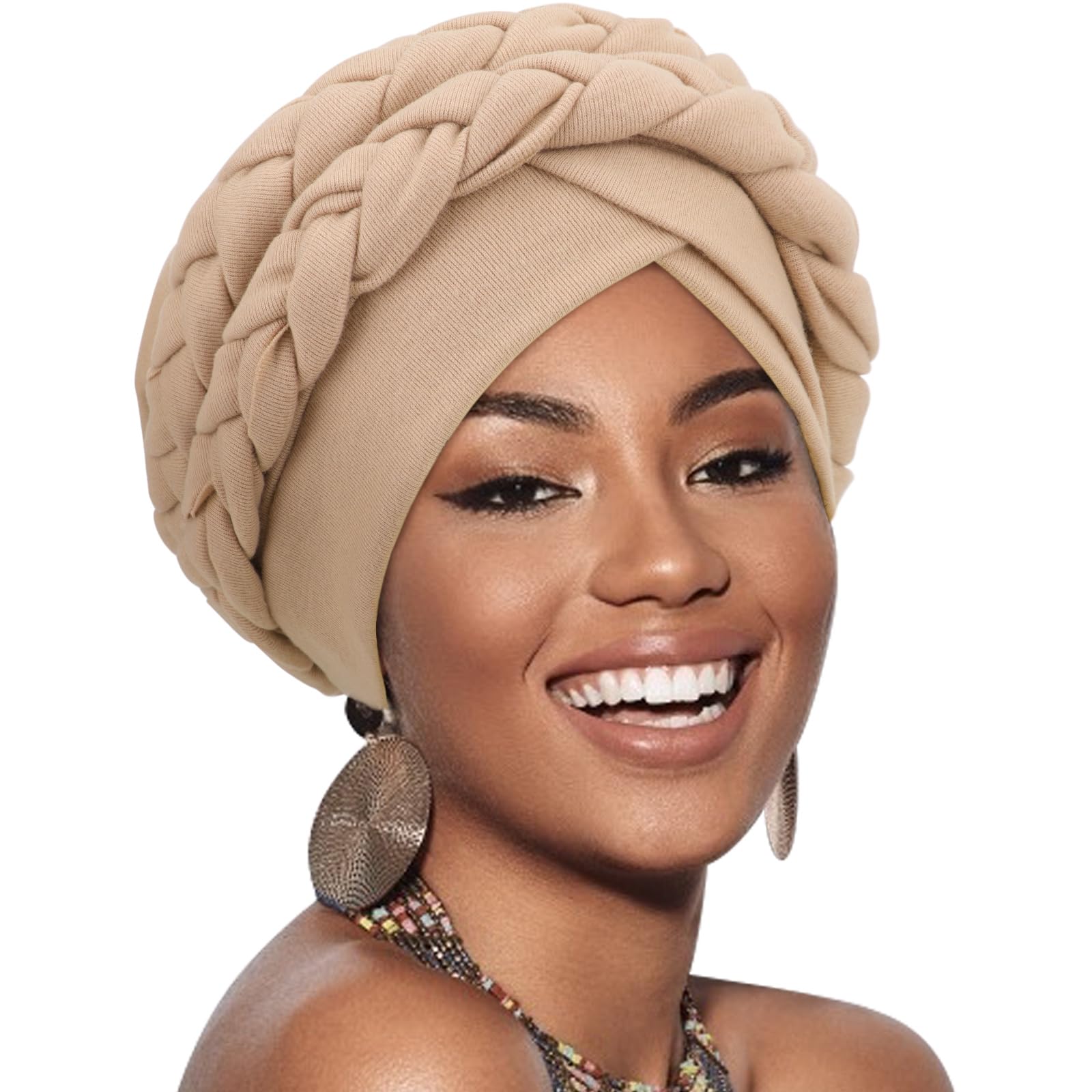 African Women Turban Caps Pre-Tied Twisted Turbans Head Scarf for Women Hair Wraps Cover Beanie Cancer Chemo Headwear