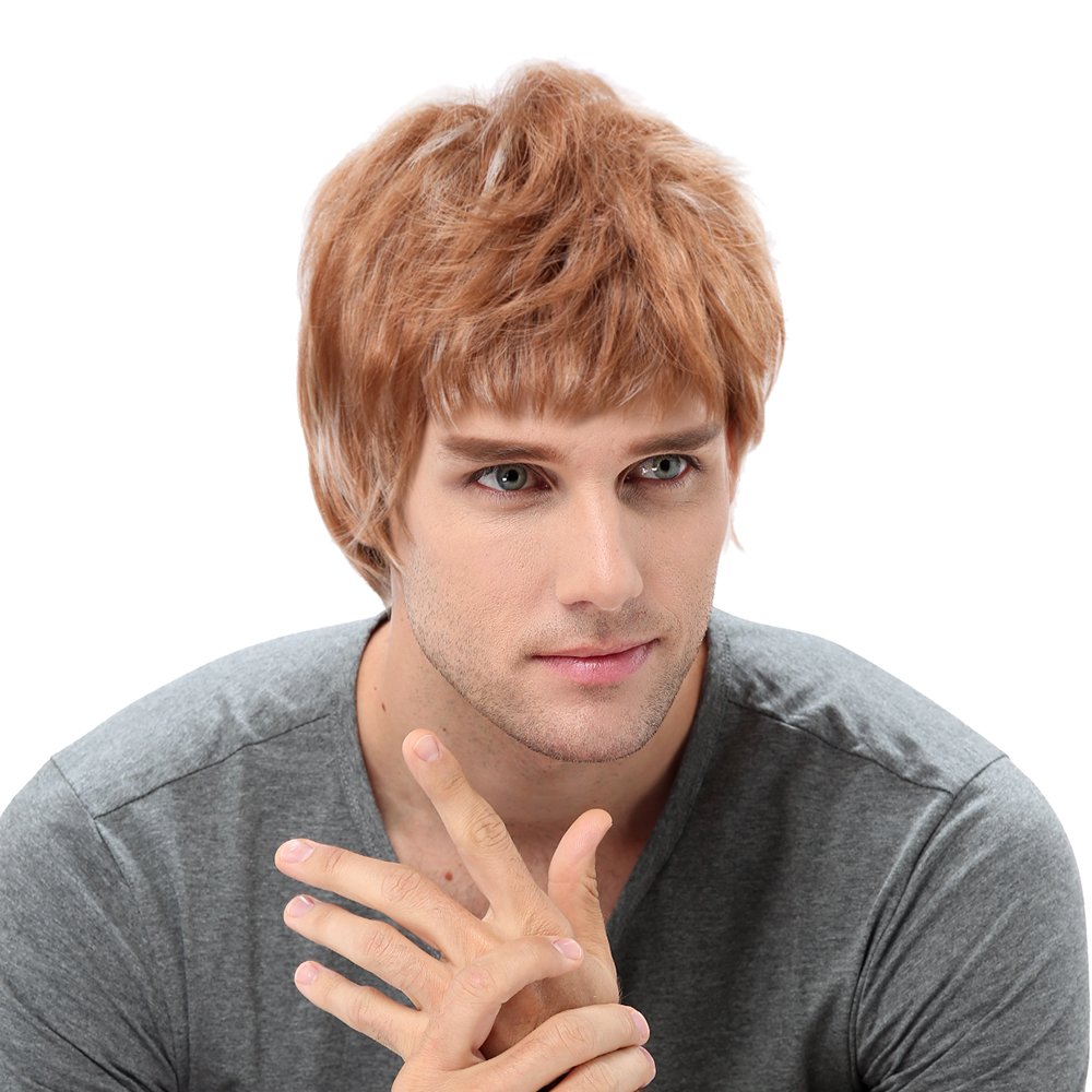 STfantasy Mens Wig Blonde Male Guy Short Layered Cosplay