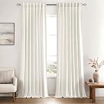 MIULEE Non-See-Through Privacy Linen Curtains 2 Panels, Light Filtering Window Curtains Farnhouse Textured Back Tab Semi Sheer Drapes for Bedroom Living Room, 52 x 84 Inches Long, Natural White