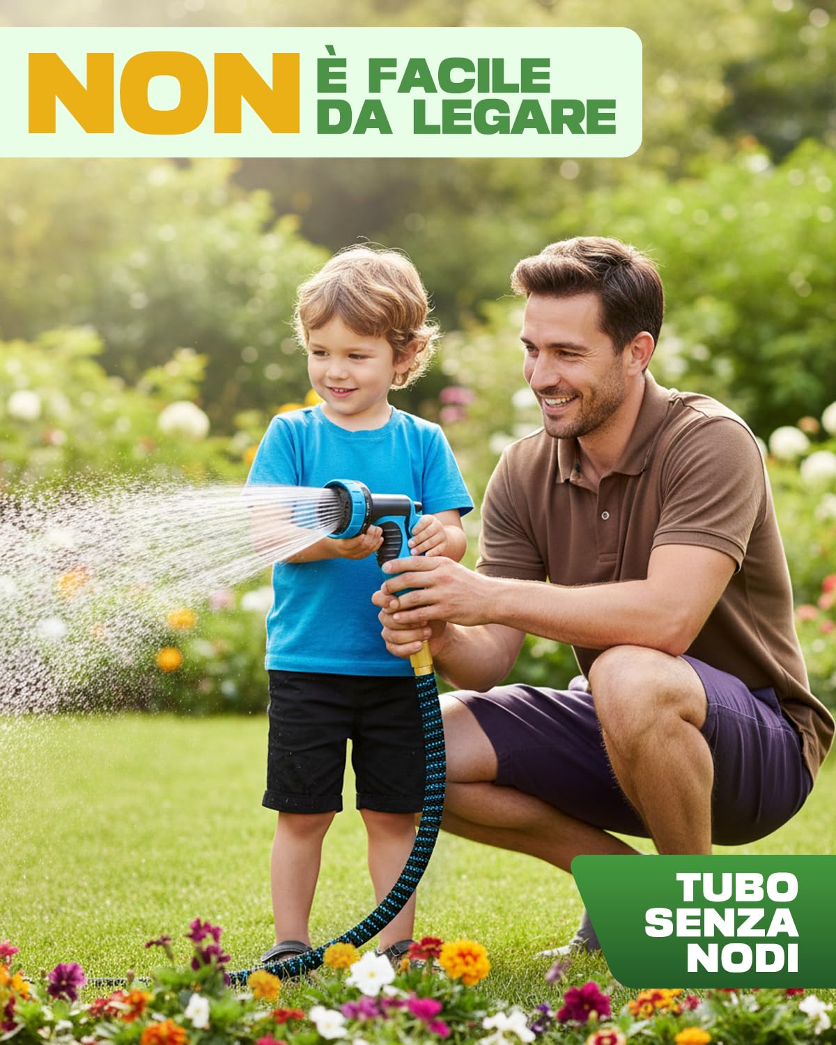 Tubo Estensibile 45m Universale, Canna Flessibile Multiuso con Pistola 10 Funzioni e Raccordi in Ottone, Tubo Rinforzato 4 Strati, per Giardinaggio, Pulizia e Auto