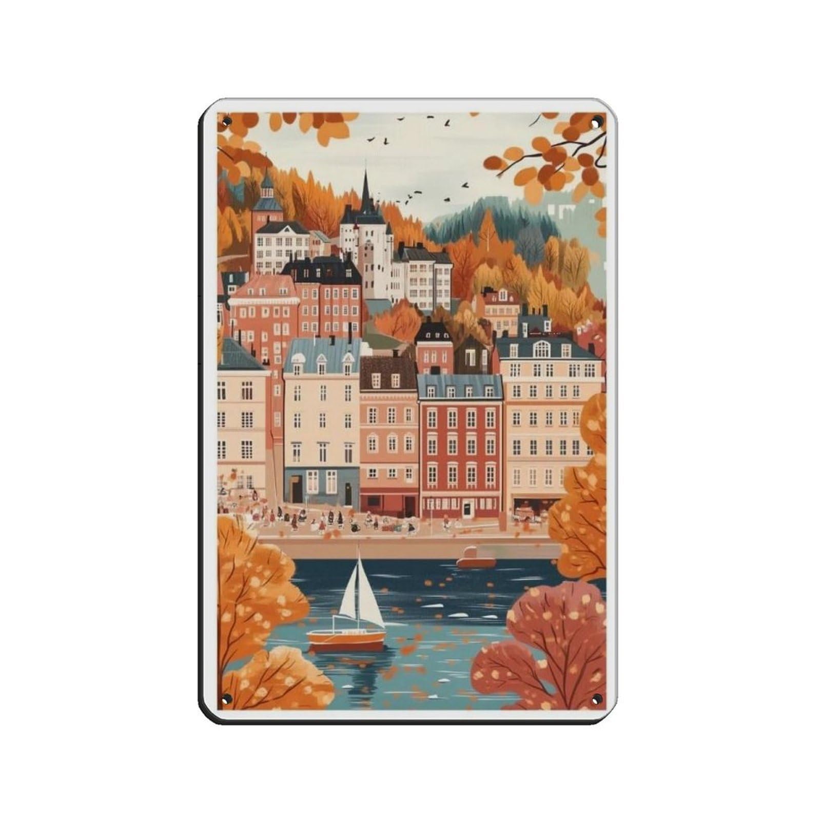 Lxwnze 20L X 30W Cm Stockholm Poster, Scandinavia, Sweden Art (2) Retro Poster Metal Tin Sign Chic Art Retro Iron Painting Bar People Cave Cafe Family Garage Poster Wall Decoration 8X12inch(20X30cm)