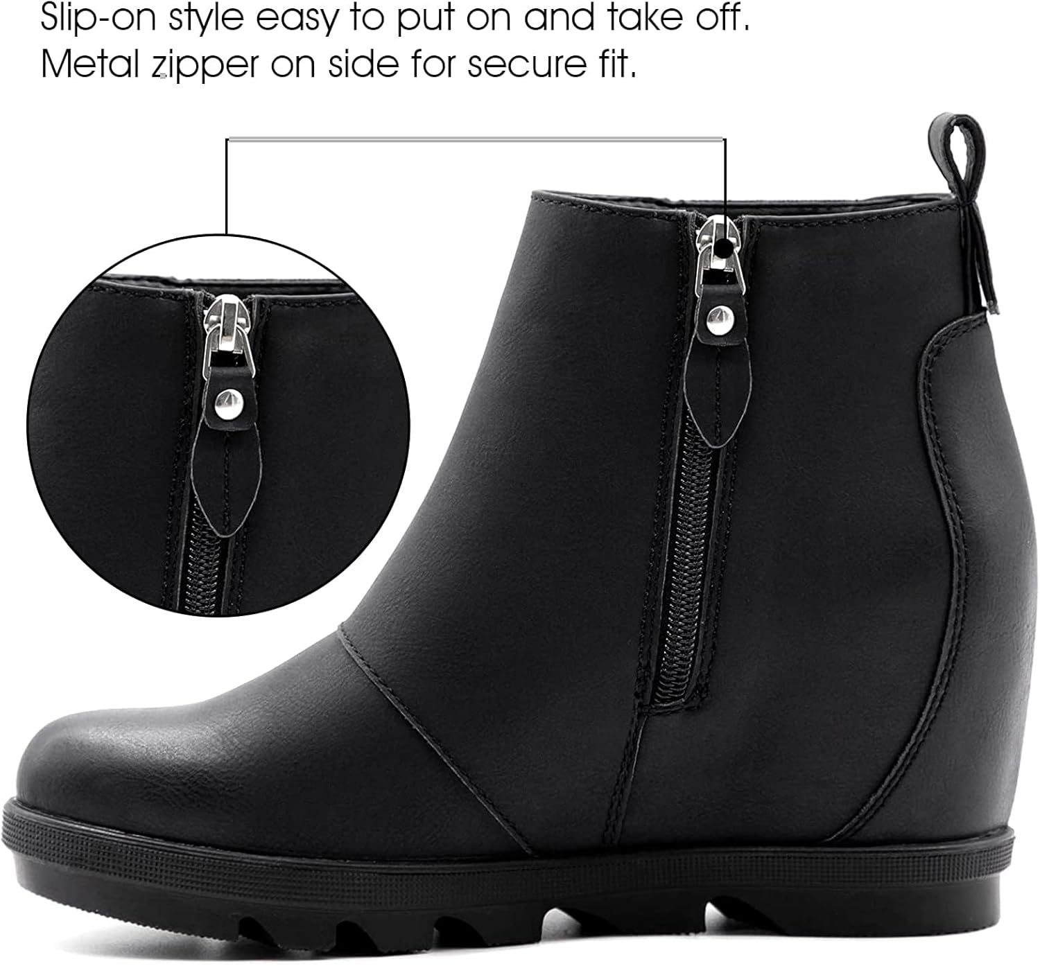 Athlefit Women's Wedge Boots Comfortable Ankle Wedge Booties - Image 4