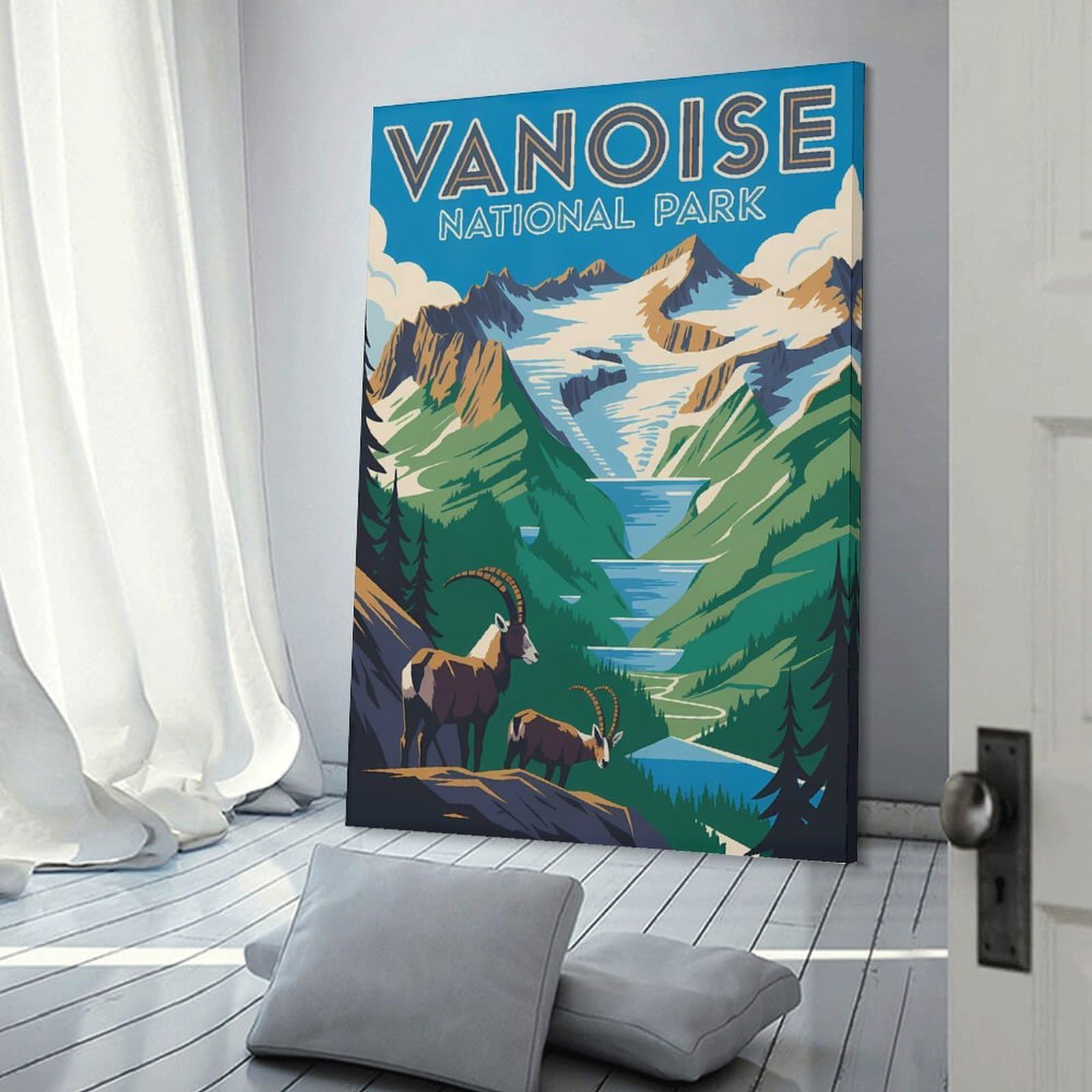 Junmoney Vanoise National Park Vintage Wall Art Print, 20x30inch(50x75cm), for Study, Office Or Focused Interiors, Home Office Artwork with Decorative Appeal
