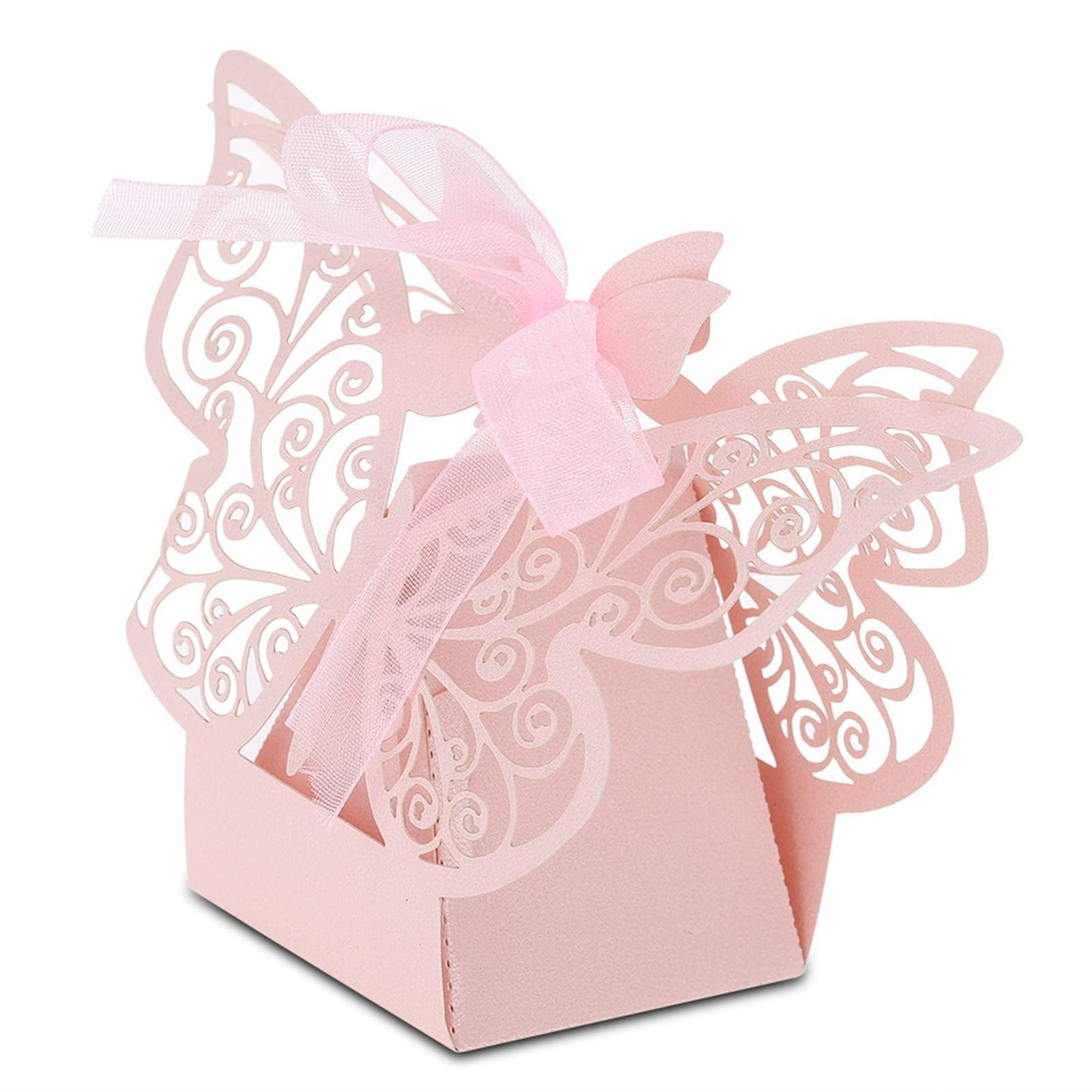 Mimdixy 100 Pezzi Scatole Regalo Bomboniere Per Feste Di Nozze,delicate Scatole Per Caramelle A Forma Di Farfalla, Bomboniere Bomboniere Decorazioni Nuziali Per Feste Di Compleanno Forniture(rosa)