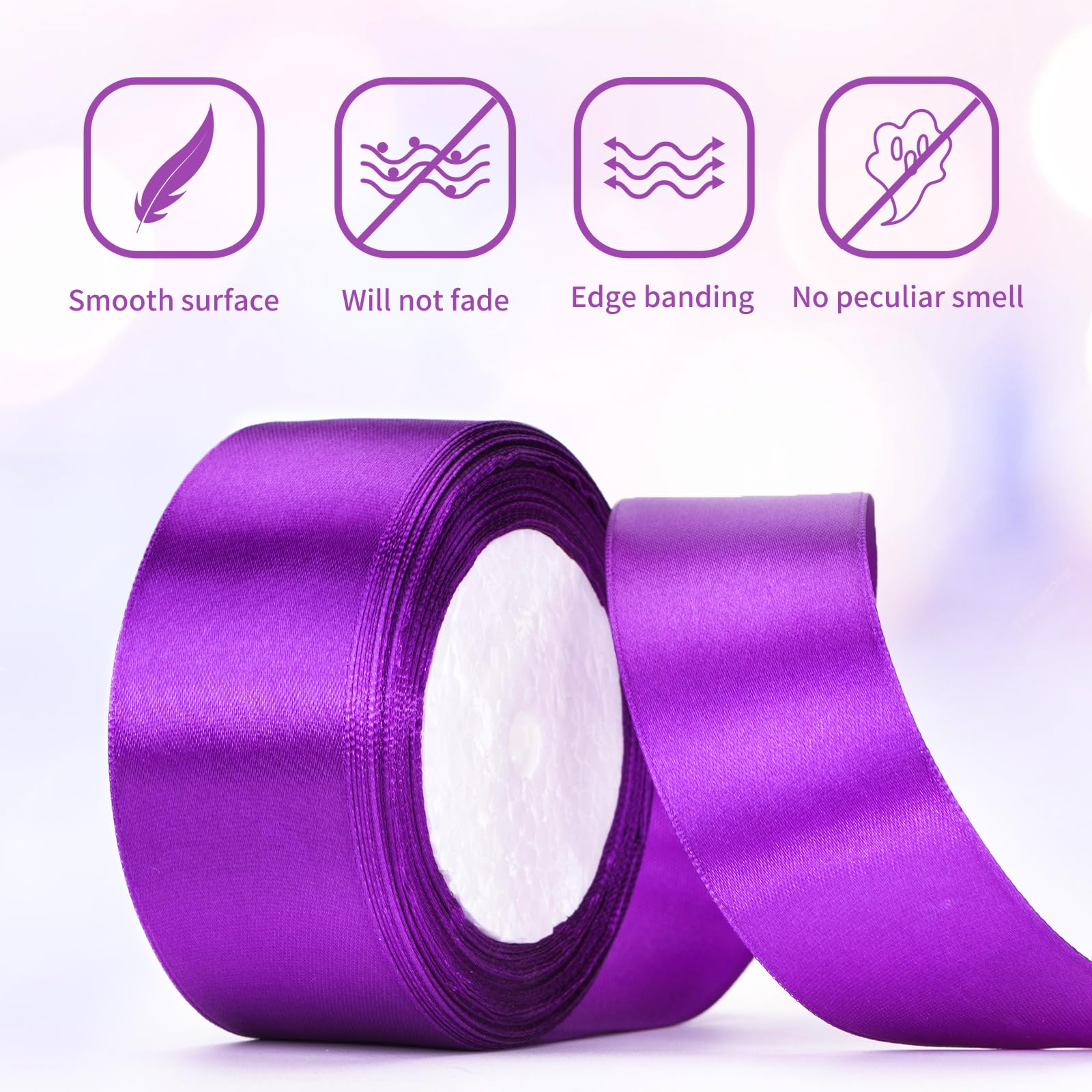G2PLUS Purple Satin Ribbons 40mm: Wide Fabric Ribbons, 22M for Gift Wrapping Cake Decoration, Wedding Parties - Image 3