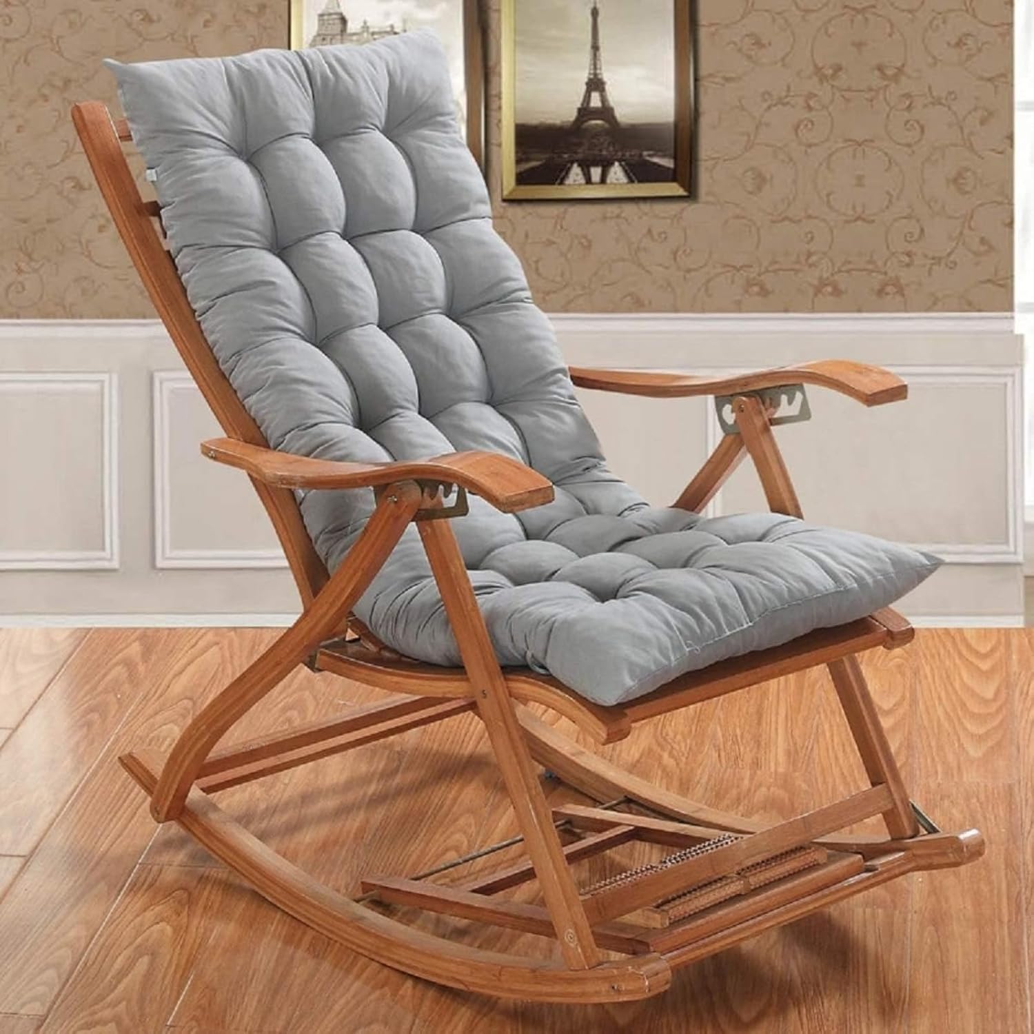 Chaise longue Cush gris 170x55x8cm avec tapis imperméable pour terrasse