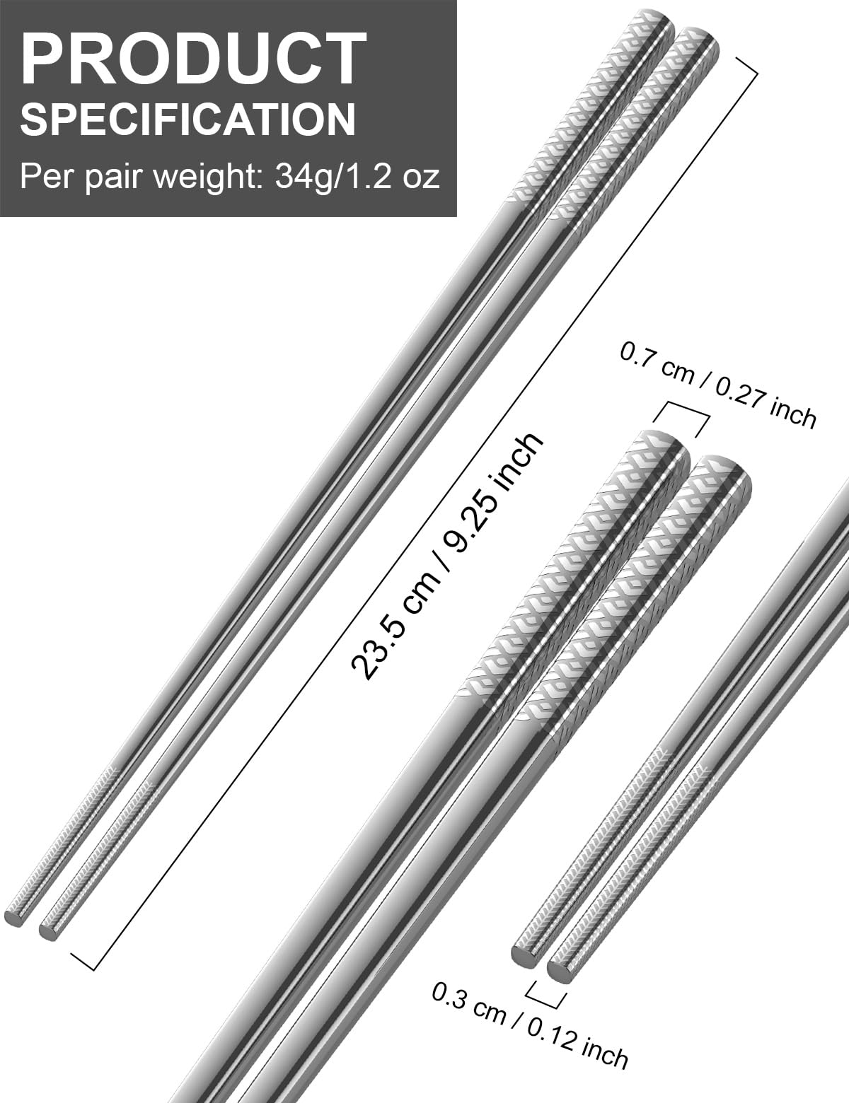 5 pares de palillos de metal reutilizables de estilo moderno