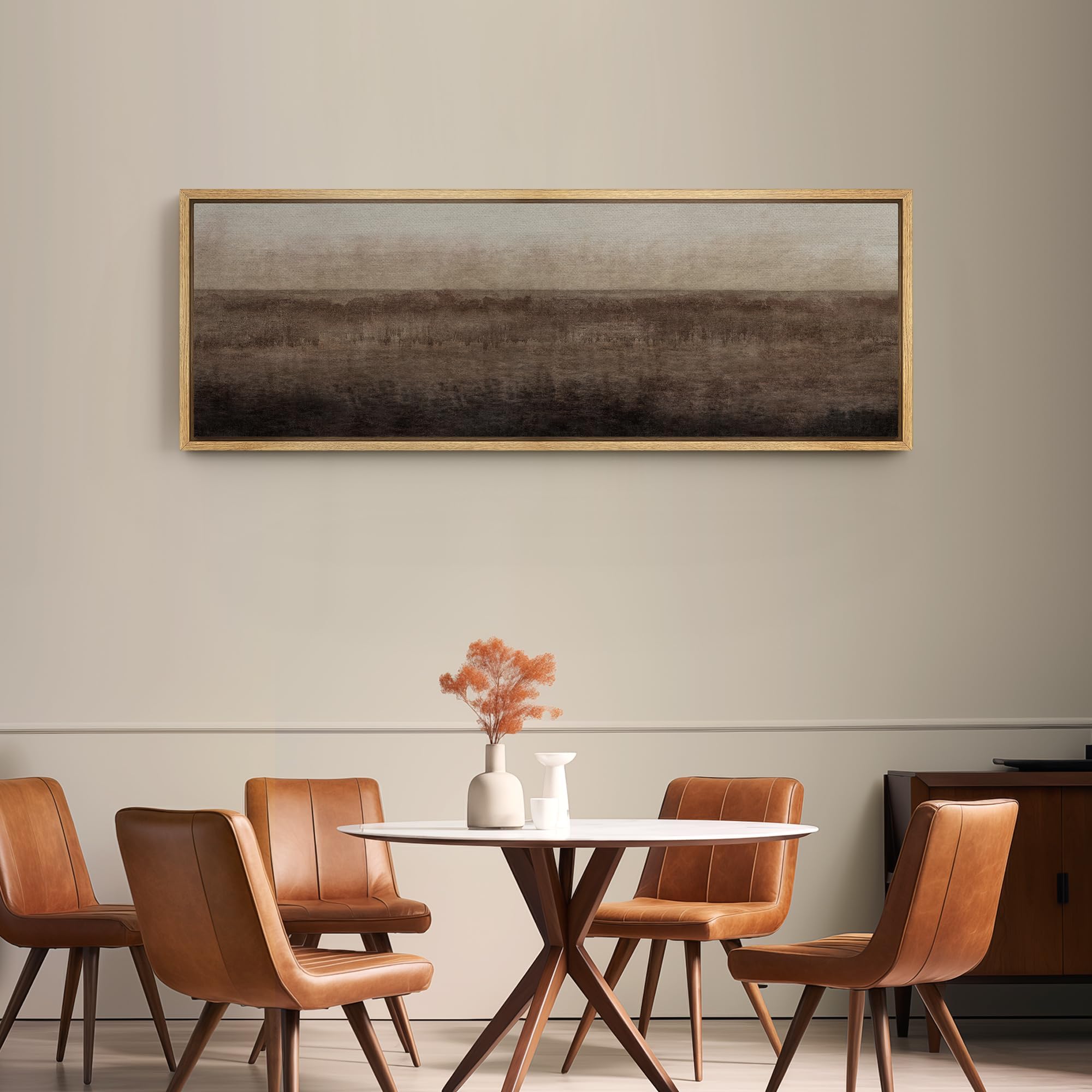SIGNFORD Large Framed Canvas Print Wall Art Serene Horizon Minimalist Landscape Illustrations Modern Art Calm Warm for Living Room, Bedroom, Office - 60"x20"