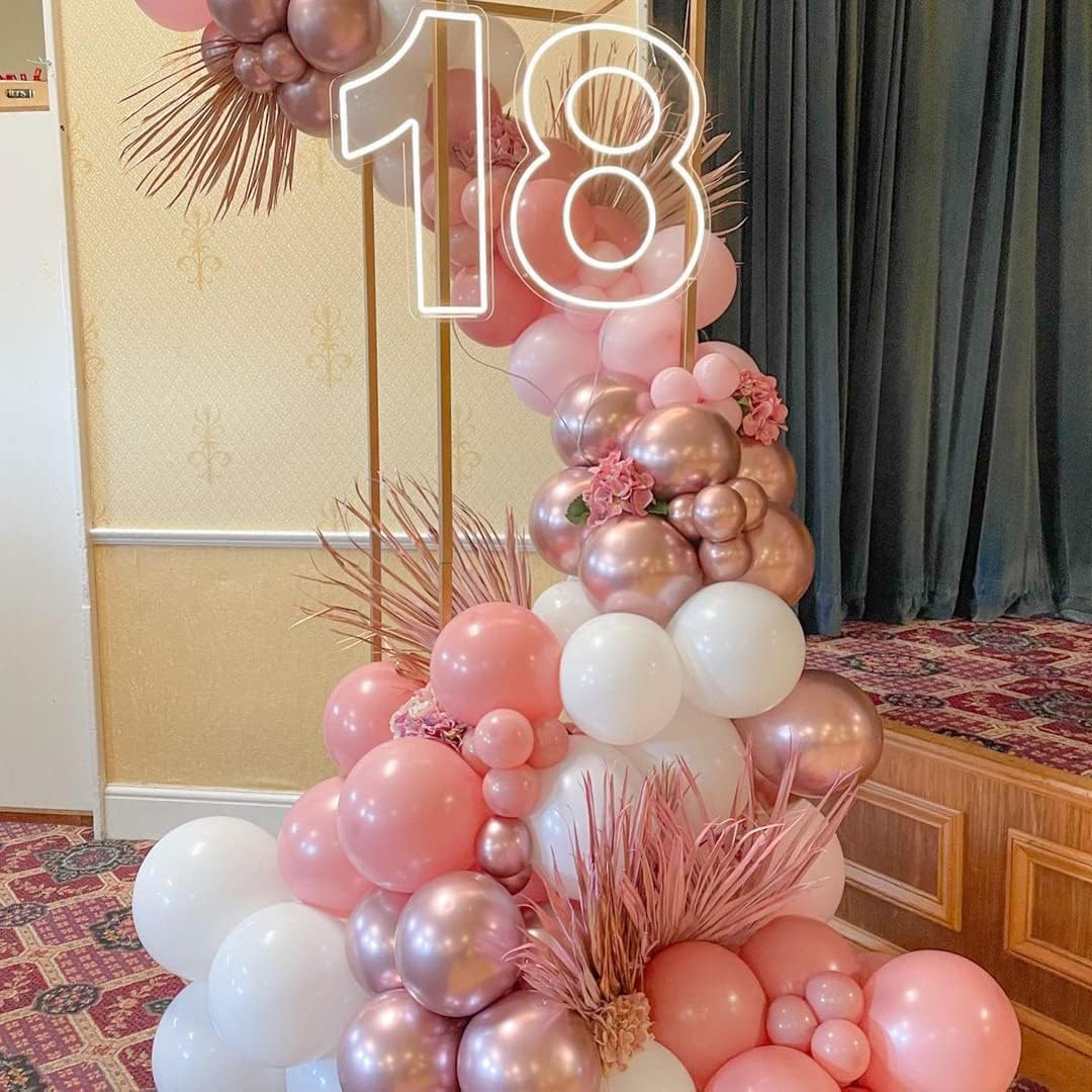 Luftballons Rosa Set,60 Stück Luftballons Rosa und Weiss Helium Luftballons mit Bändern für Hochzeit Geburtstag Mädchen Babyparty Dekorationen
