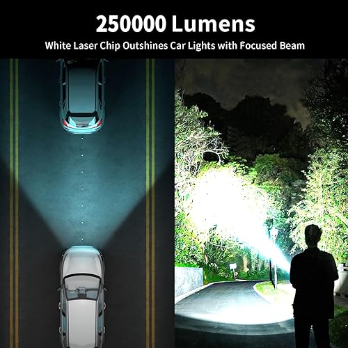 Miniatura 2 de Linterna LED recargable de alta lunmens, 250000 lúmenes linterna súper brillante con 3 modos, IPX7 linternas impermeables para acampar (2 unidades)