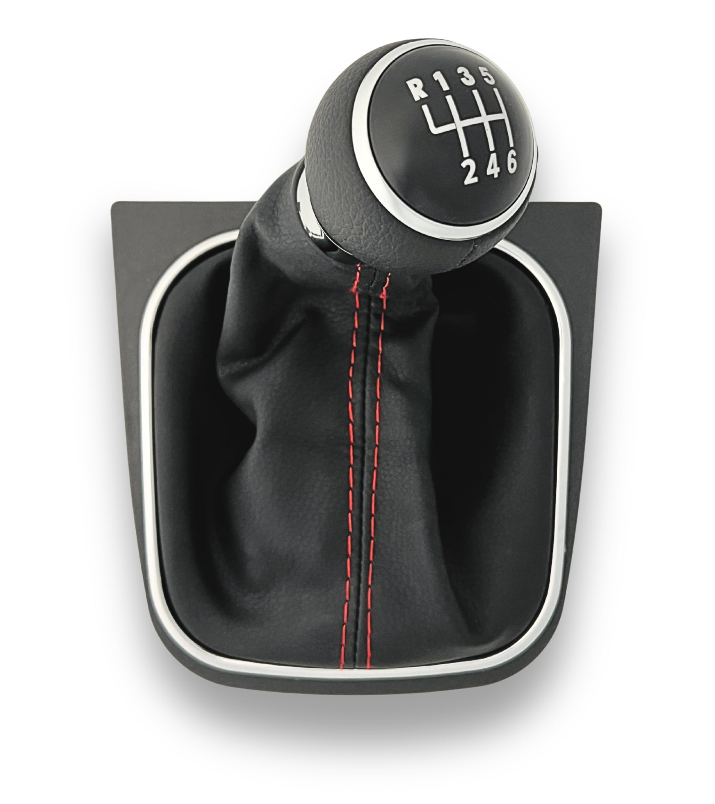 Leva Cambio Akozon Con Cuffia In Pelle – Pomello 5 Marce Cromato Nero Per Volkswagen Golf 6 MK5 MK6 (2005-2014), Sostituzione Facile E Look Nuovo