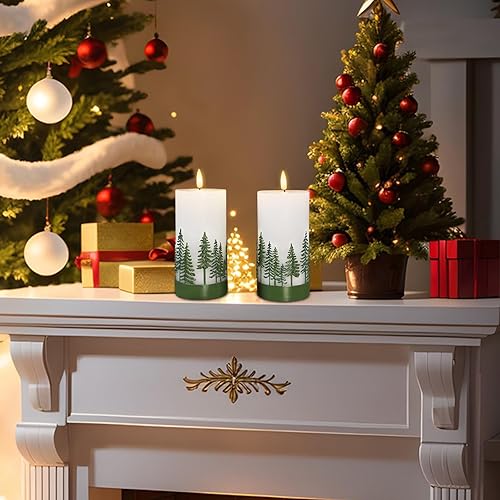 Miniatura 6 de Crystal Club Velas de árbol de Navidad sin llama, vela LED con pilar a batería con control remoto, parpadeo 3D y cera real en relieve velas