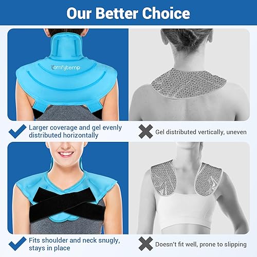 Miniatura 7 de Comfytemp Bolsa de hielo para alivio del dolor de cuello y hombros, apto para HSA, apto para FSA, reutilizable, envoltura de gel para hombros,