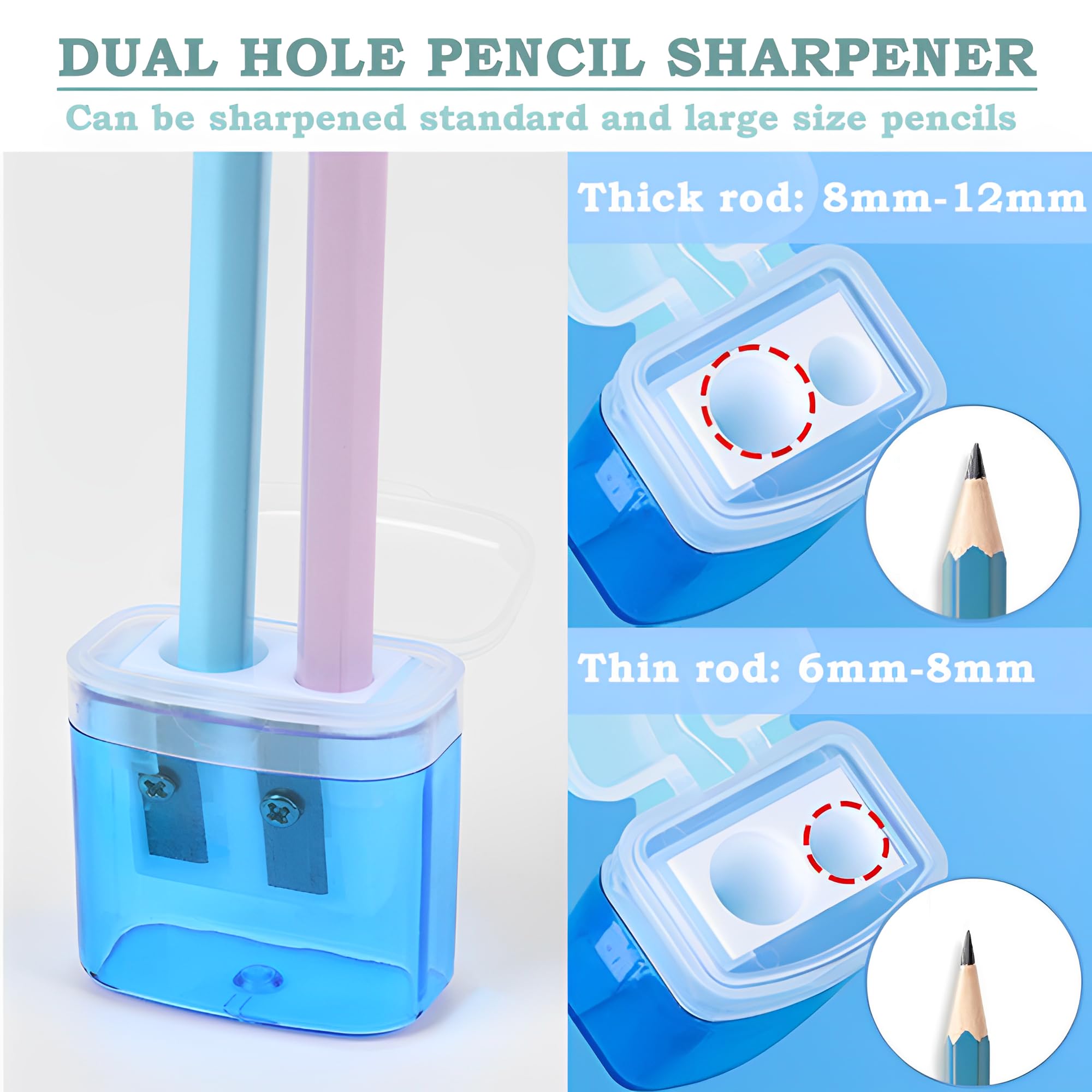 4 Pezzi Temperamatite con Contenitore - Temperamatite Manuali Portatili a Doppio Foro per Bambini