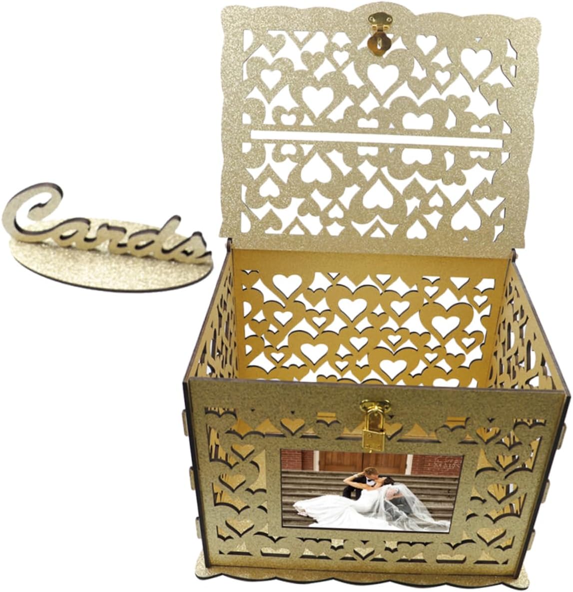 CHILDWEET 1set Card Box Hollow Design Capacity Envelope and Money Container for Weddings Anniversaries Birthdays and Special Events Elegant Decorative Keepsake Storage