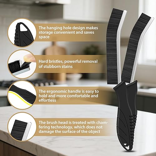 Miniatura 10 de 4 cepillos de limpieza de hendiduras para uso doméstico, cepillo de limpieza de hendiduras, cepillo multifuncional de limpieza de huecos, cepillo