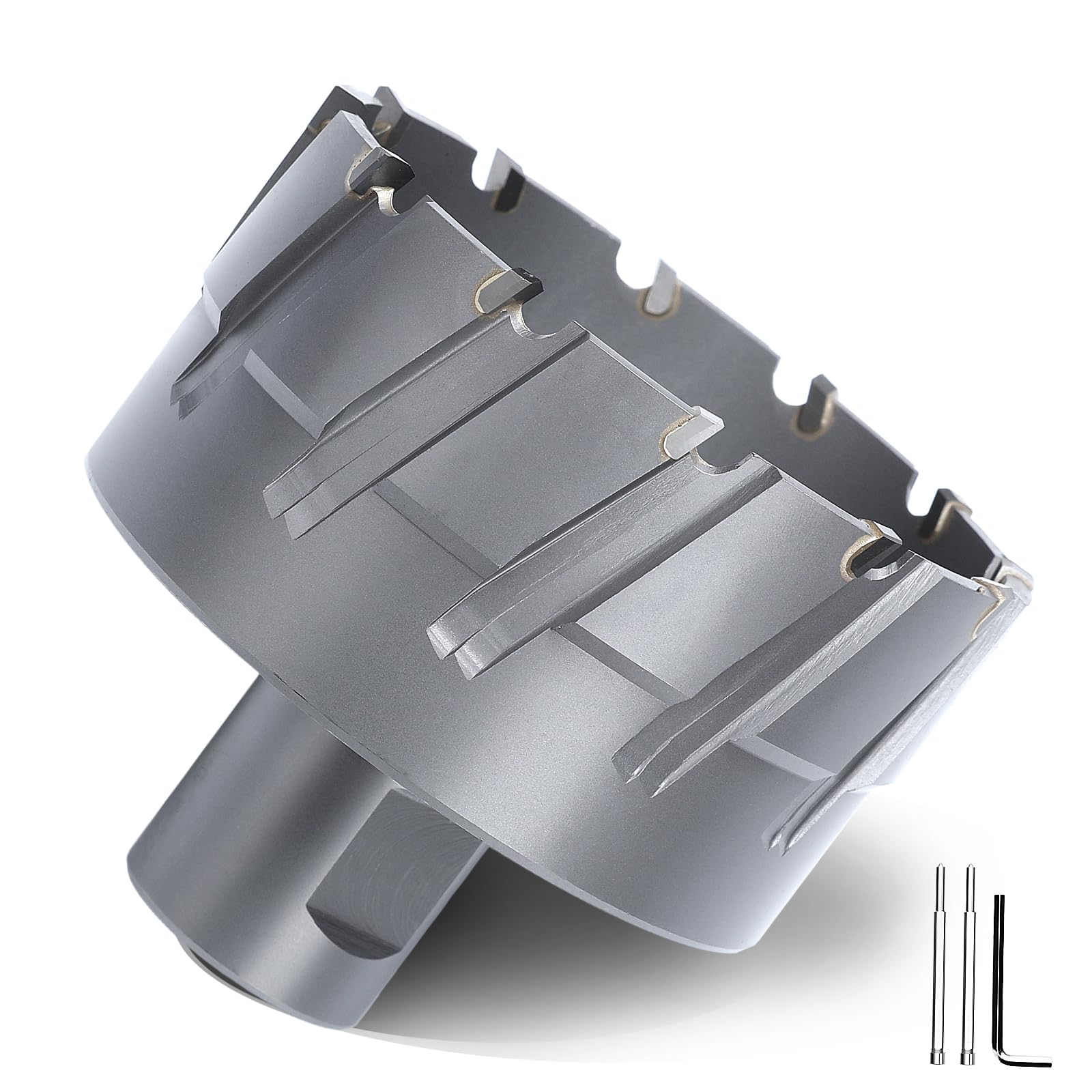 GRIXLEN 3-1/8" x 1-3/8" Annular Cutter with Weldon Shank,80mm Carbide Tip Annular Drill Bit for Stainless Steel, Iron 1-3/8" Depth, 3-1/8" (80mm)