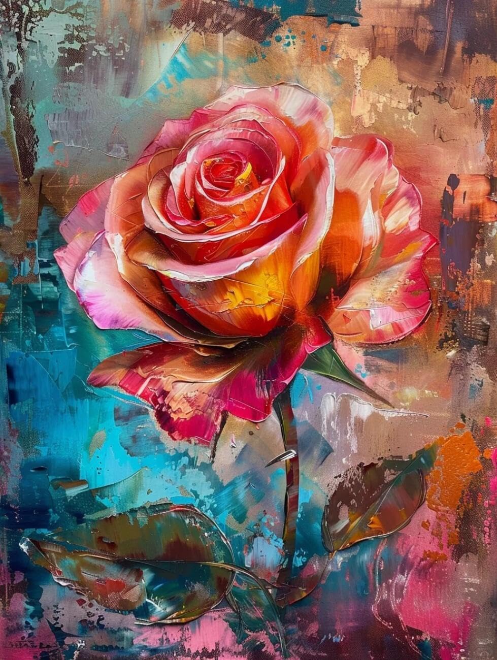 Henypt E Cross Stitch Kits Ros Oil Painting Flowers Diy Mbroidery Kit For Beginners Th Elderly With Accessories Hom & Leisure/Gifts 14Ct 30X40cm