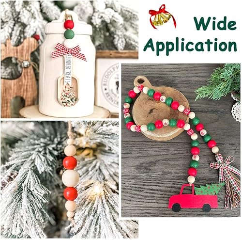 Miniatura 3 de 160 cuentas de madera redondas multicolor de 0.63 pulgadas (0.630 in), color amarillo, rojo, verde, cuentas de madera sueltas para hacer joyas, mes