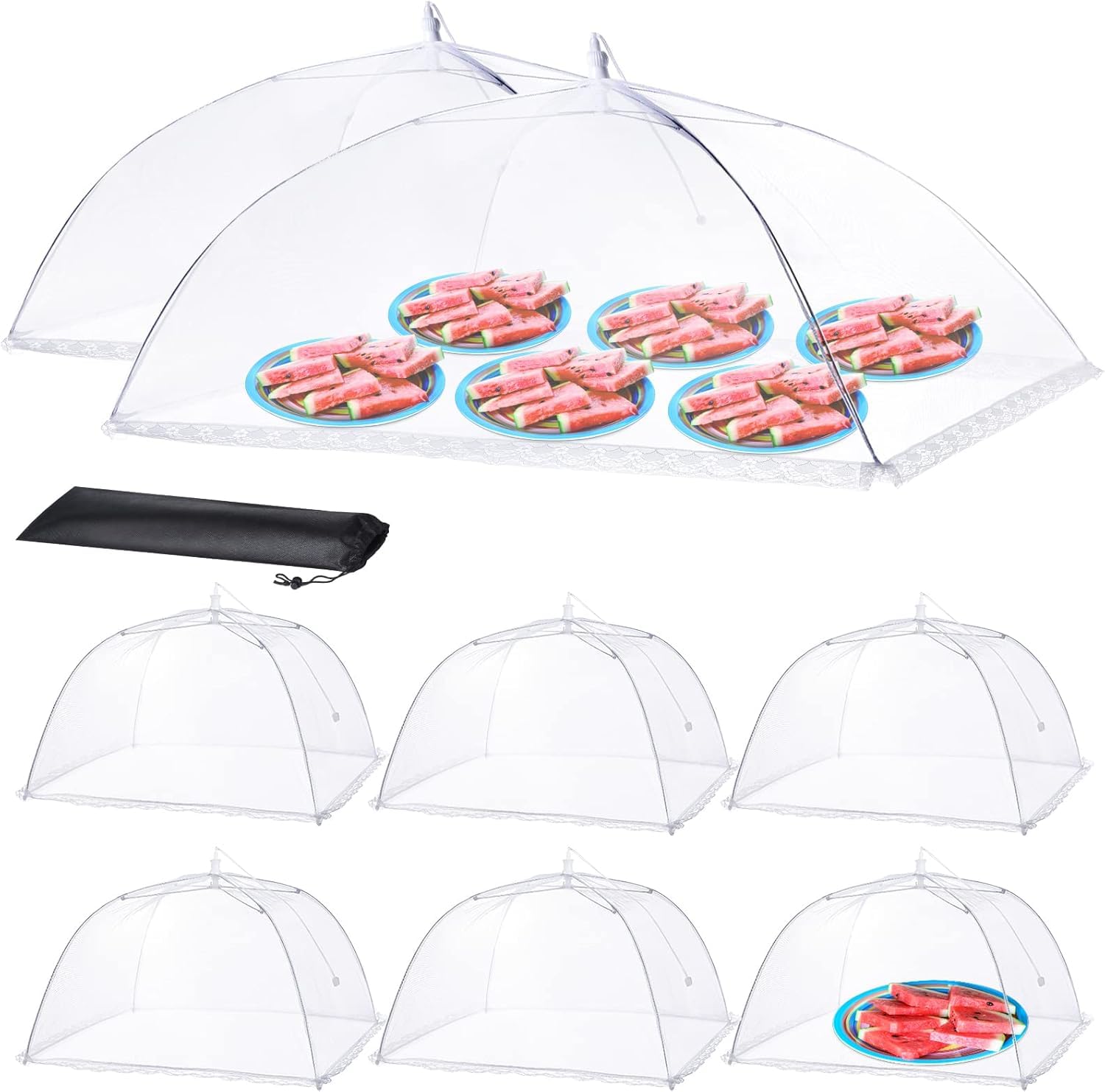 Photo 1 of HOMKULA Food Covers for Outside - 2 Extra Large (40 x 25 in) & 6 Large (17 x 17 in) Food Tents/Food Covers for Outdoors Mesh Screen, Picnic Pool Party Supplies, Pop-Up and Collapsible