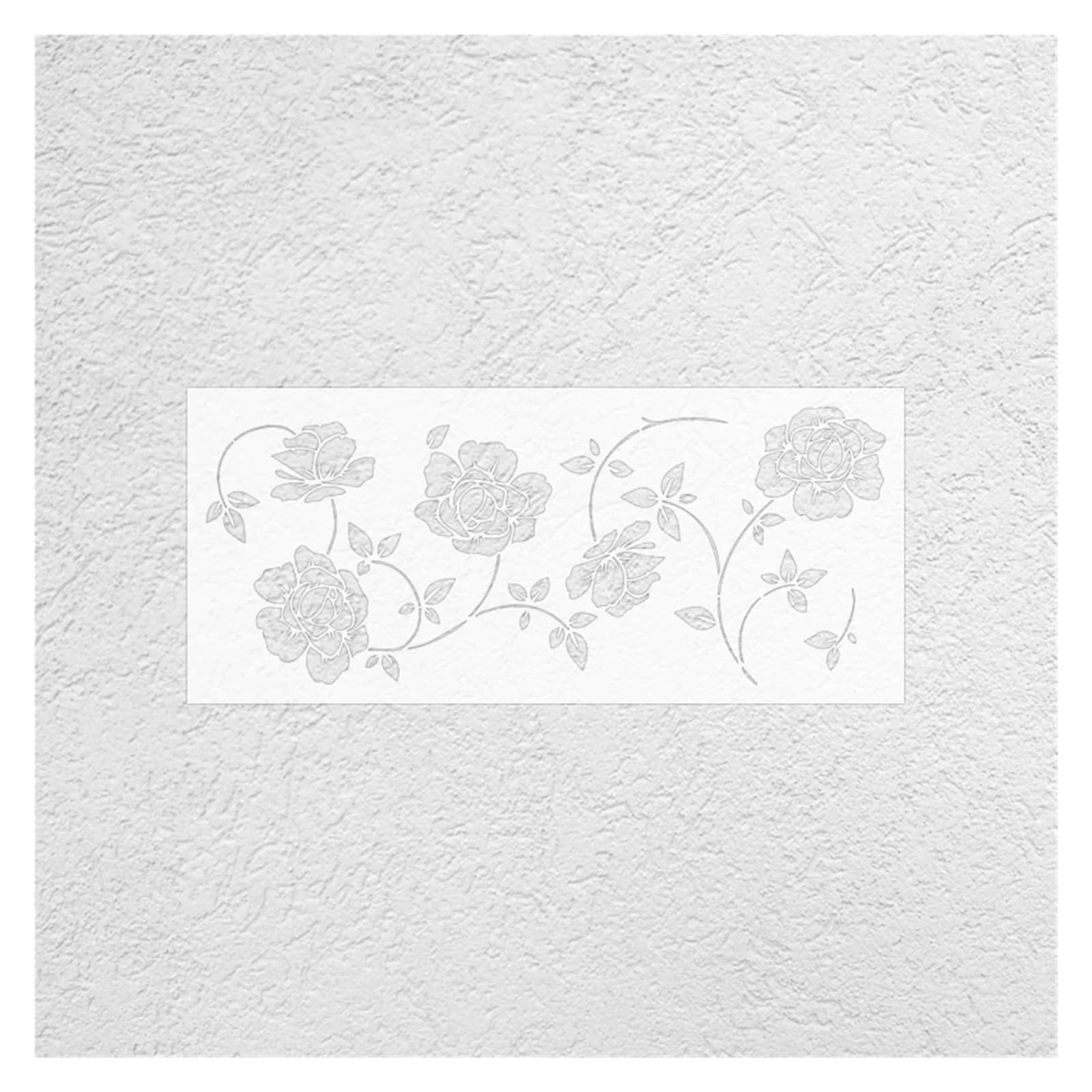 Plantilla de pared 73 cm a 122 for pintar, decorar, siluetas rosas, pétalos, hojas y tallos curvados, diseño floral