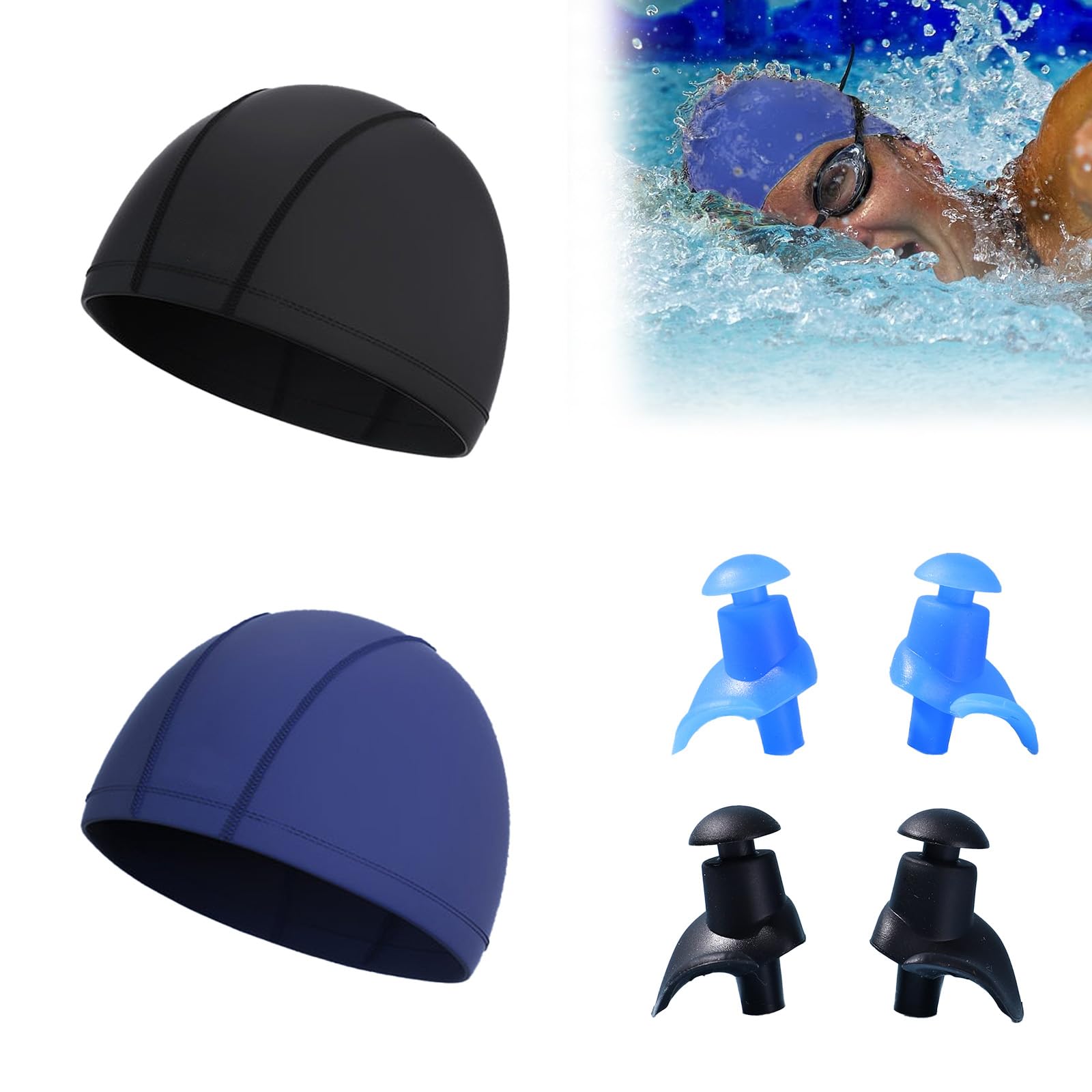 Cuffia Da Nuoto Unisex Adulto In Morbido PU - Impermeabile, Protezione Orecchie, Per Capelli Lunghi E Corti (Taglia Unica)