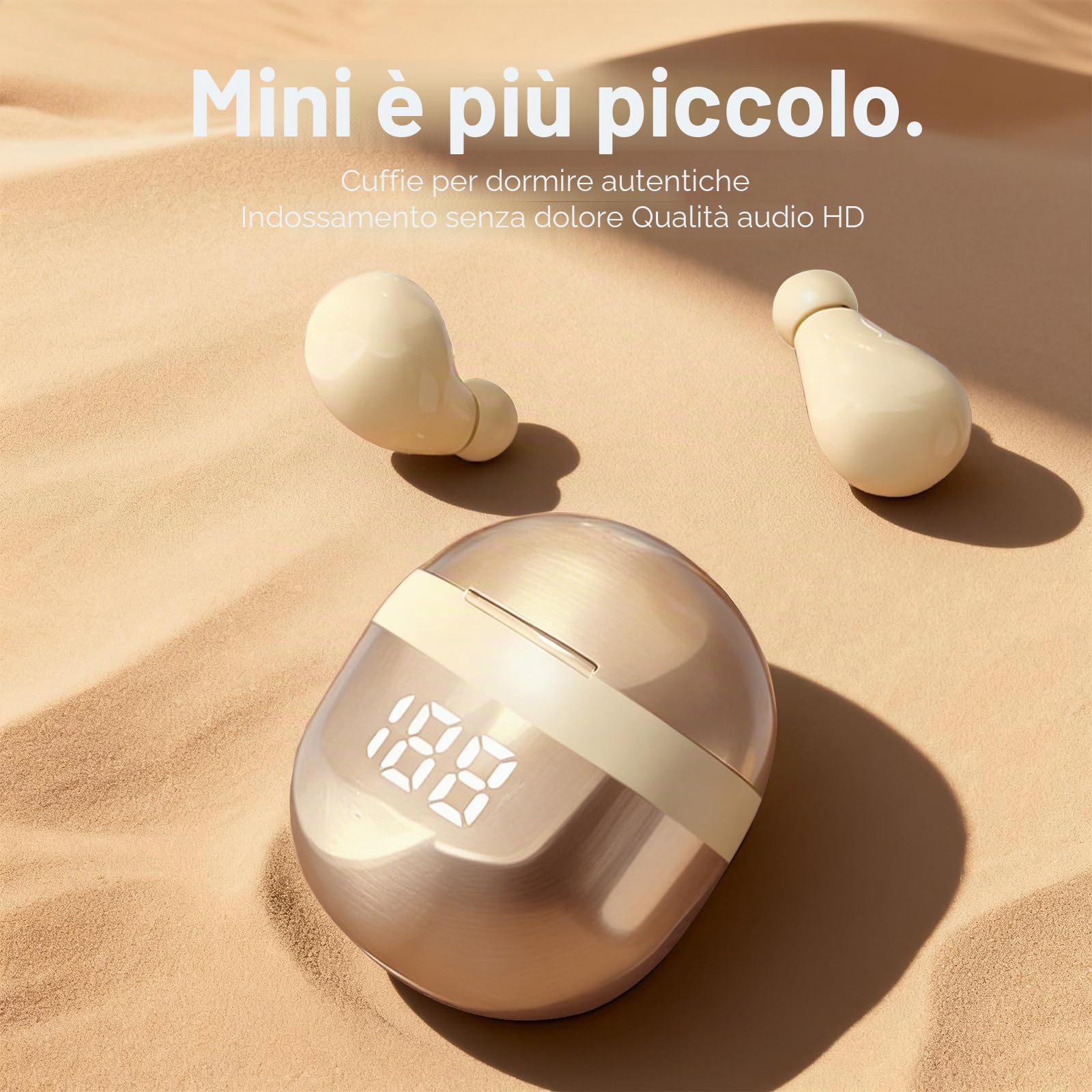 Mini cuffie invisibili Bluetooth senza fili in Ear più piccoli auricolari senza fili senza fili senza fili, auricolari senza fili, auricolari per orecchie piccole, auricolari nascosti (beige)