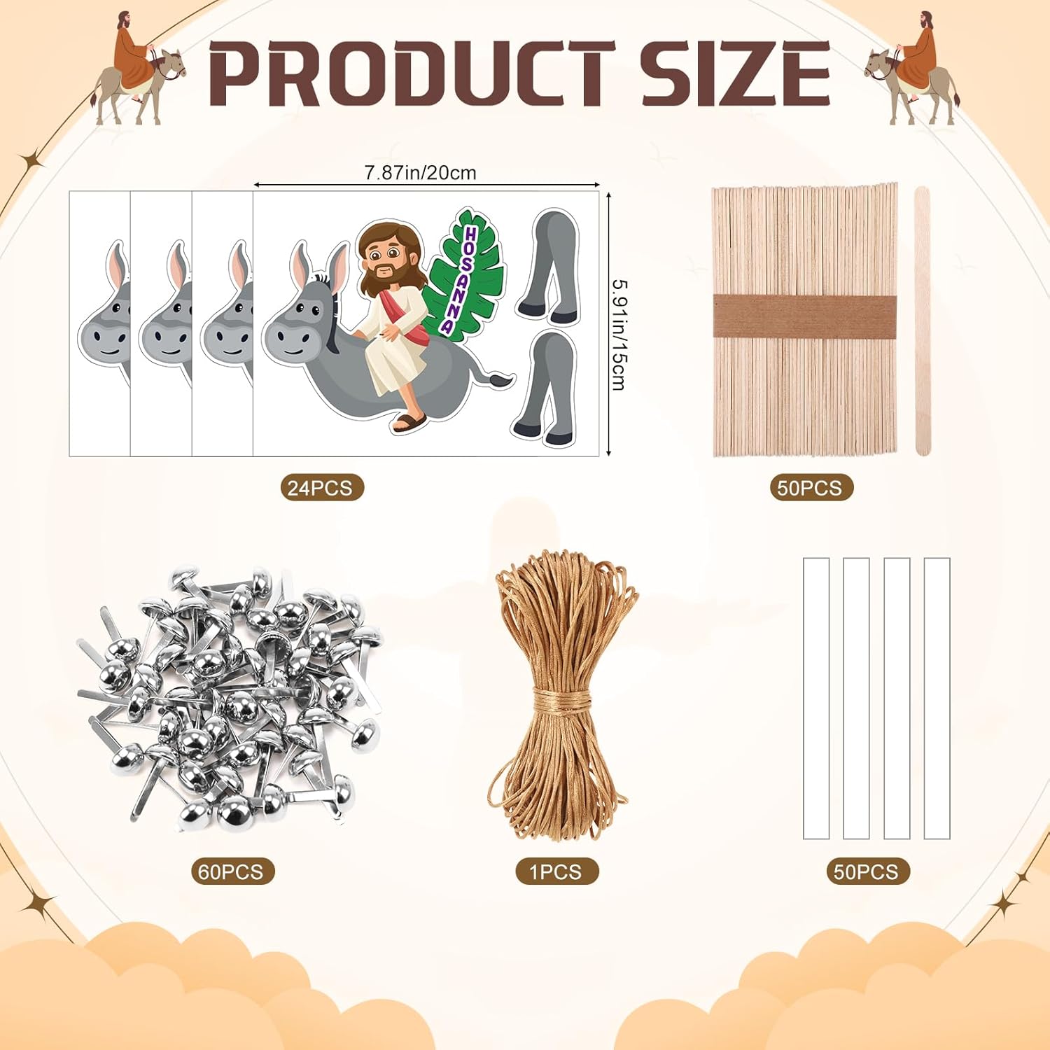 Motipuns 24 Set Easter Palm Sunday Crafts Kits Religious Hosanna Jesus Gifts Christian Party Favors Decorations for Sunday School Activities Church Home Supplies