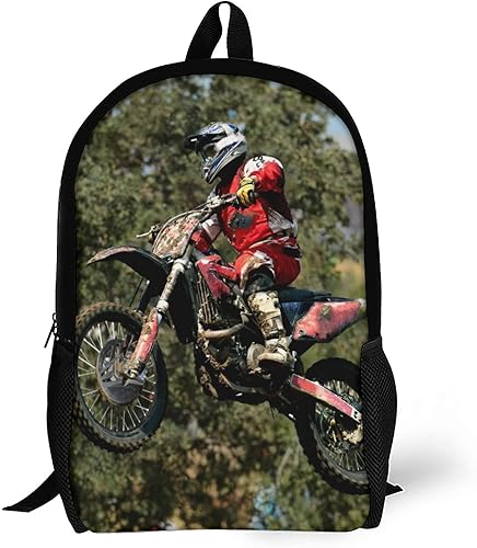 Divertida mochila escolar de motocross, resistente al agua, mochila para estudiantes, mochila de moda, senderismo, viajes, mochila grande de 17