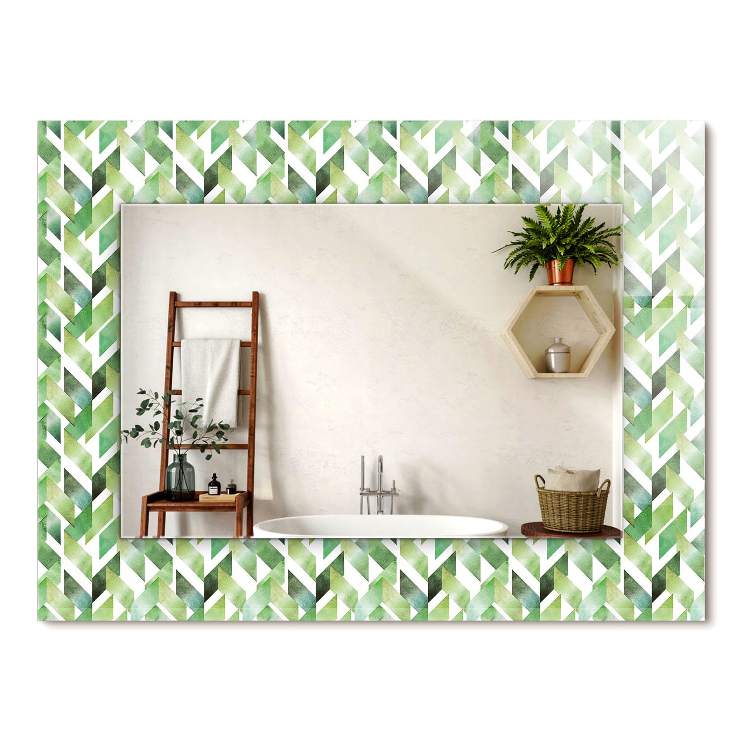 Miroir rectangulaire 80x60cm vert pour sublimer votre chambre et couloir élégant