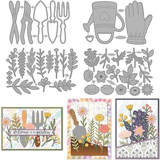 MAYJOYDIY Garden Tools Metal Die Cuts Spring Garden Cutting Dies Flowers Plants Embossing Template Flower Watering Carbon Steel Cutting Stencils for Card Making DIY Scrapbooking Album Gift Decoration