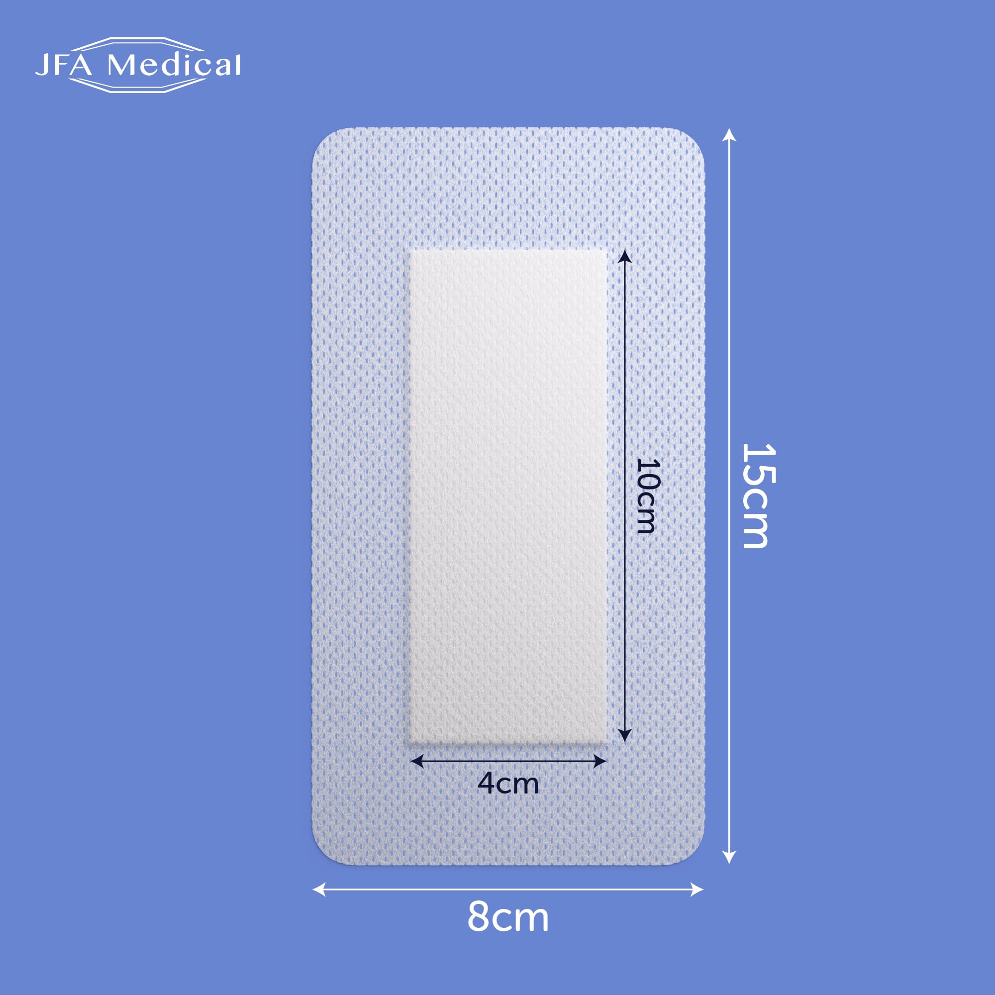JFA Medical Pack of 25 Adhesive Sterile Wound Dressings - Suitable for cuts and grazes, Diabetic Leg ulcers, venous Leg ulcers, Small Pressure sores (80mmx150mm)