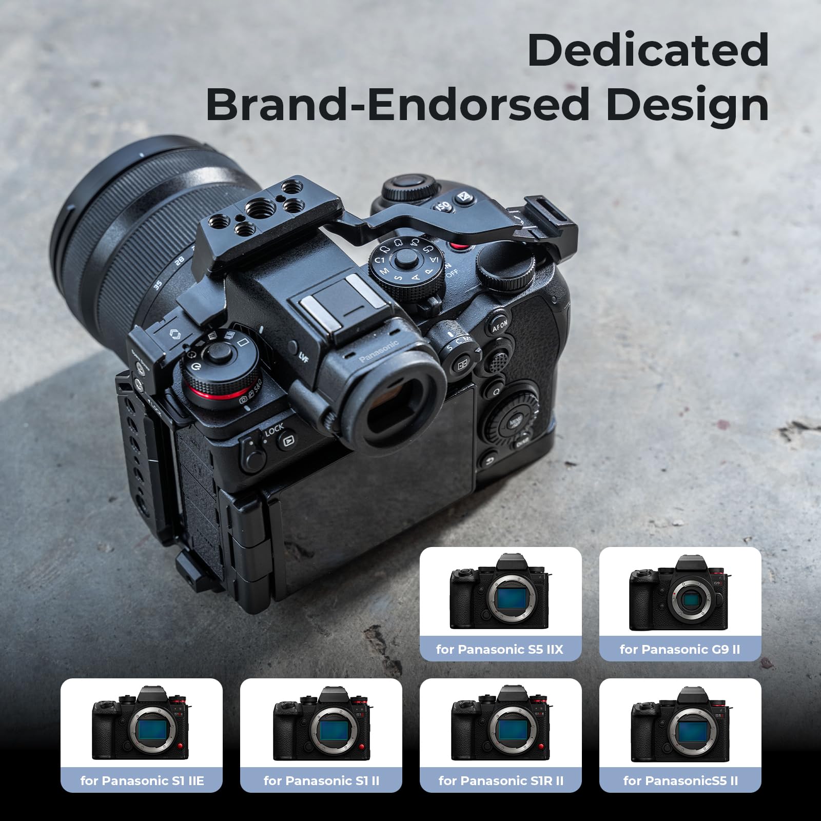 SMALLRIG S1R II Cage für Panasonic LUMIX S1 II S1 IIE S1R II S5 II S5 IIX G9 II mit Arca Schnellwechselplatte 1/4-20 3/8-16 Gewindebohrungen 4902