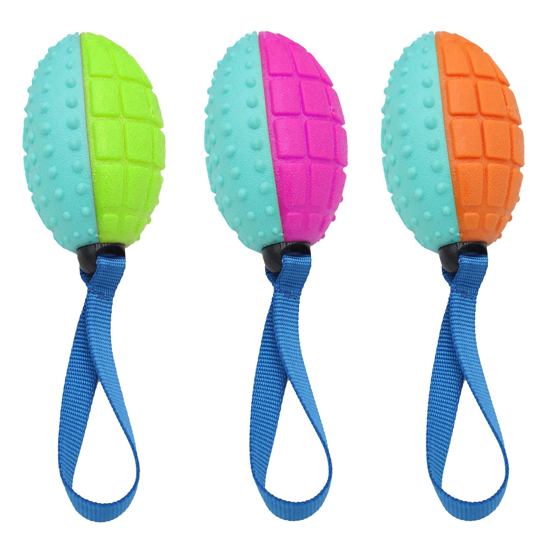 Widdle Gifts Rubber Dog Toy Dental Chew with Squeaker approx 28cm Random Colour Sent (Rugby Ball 9902)