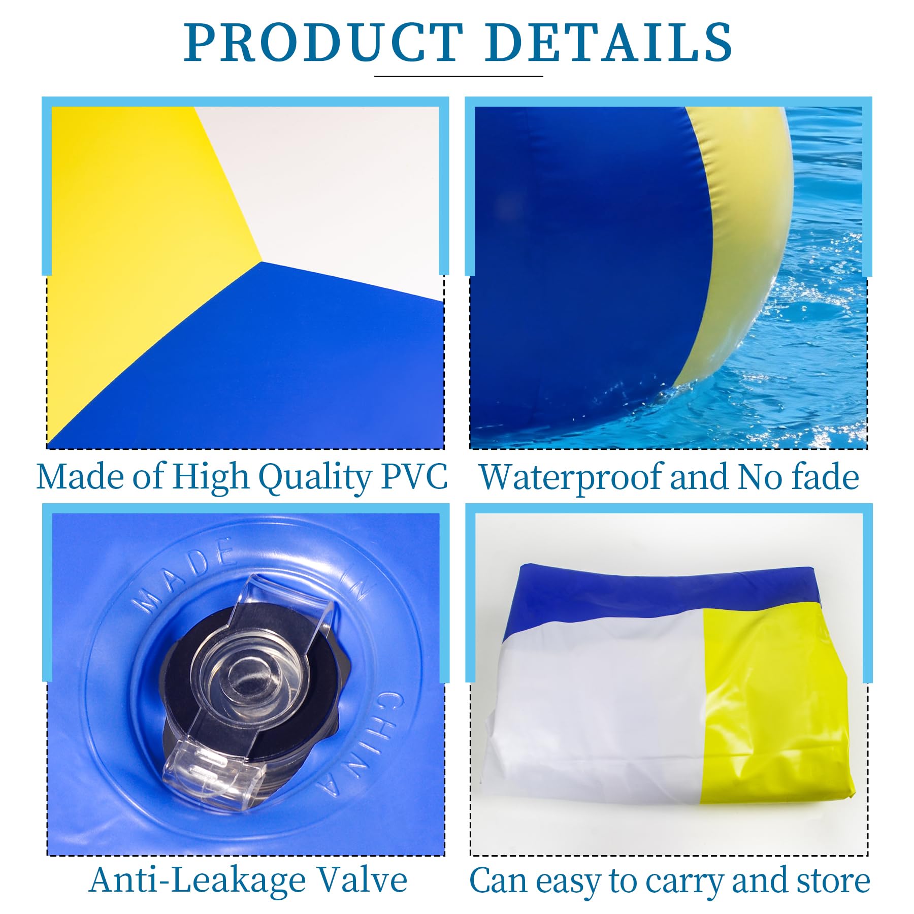 Riesige aufblasbare Beach-Volleyball-Bälle, groß, PVC, Jumbo-Strand-Sportbälle, Spielzeug für Outdoor-Aktivitäten, Partygeschenke, 152,4 cm