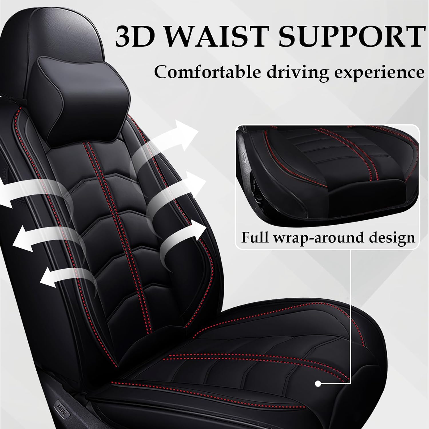 Truck Seat Cover for Ford F-150 1999-2026, Durable Waterproof Sports Seat Cover，Premium Leather Seat Protector(5 Seats Luxury, Black)