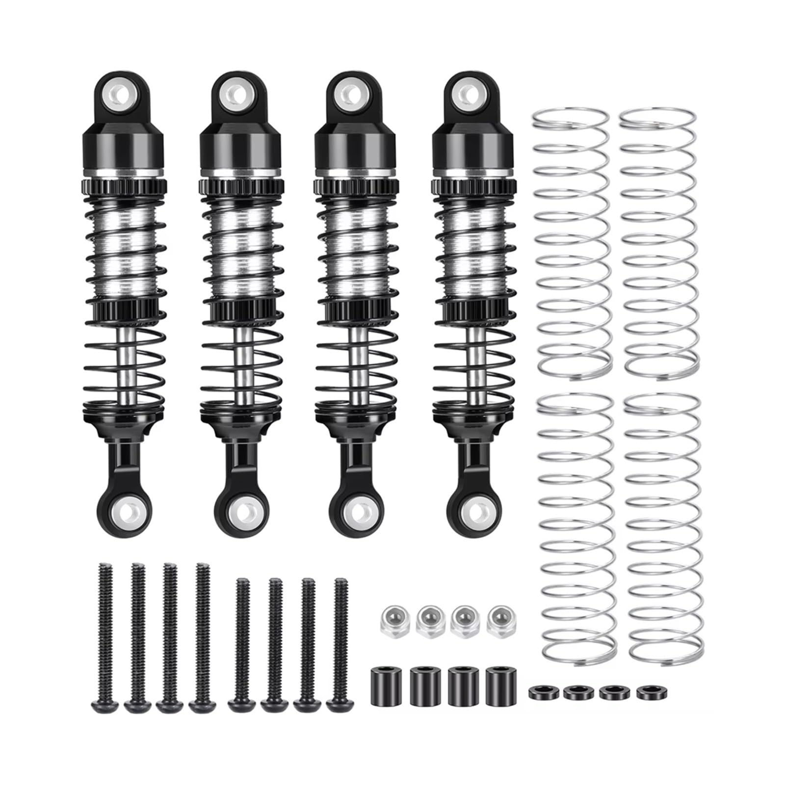 Amortiguadore Coche RC para Ascent para Redcat 1/18 4 Piezas 53 Mm Amortiguador De Aceite De Aluminio Piezas Y Accesorios para Vehículos De Orugas RC Repuestos Y Mejoras(Black)