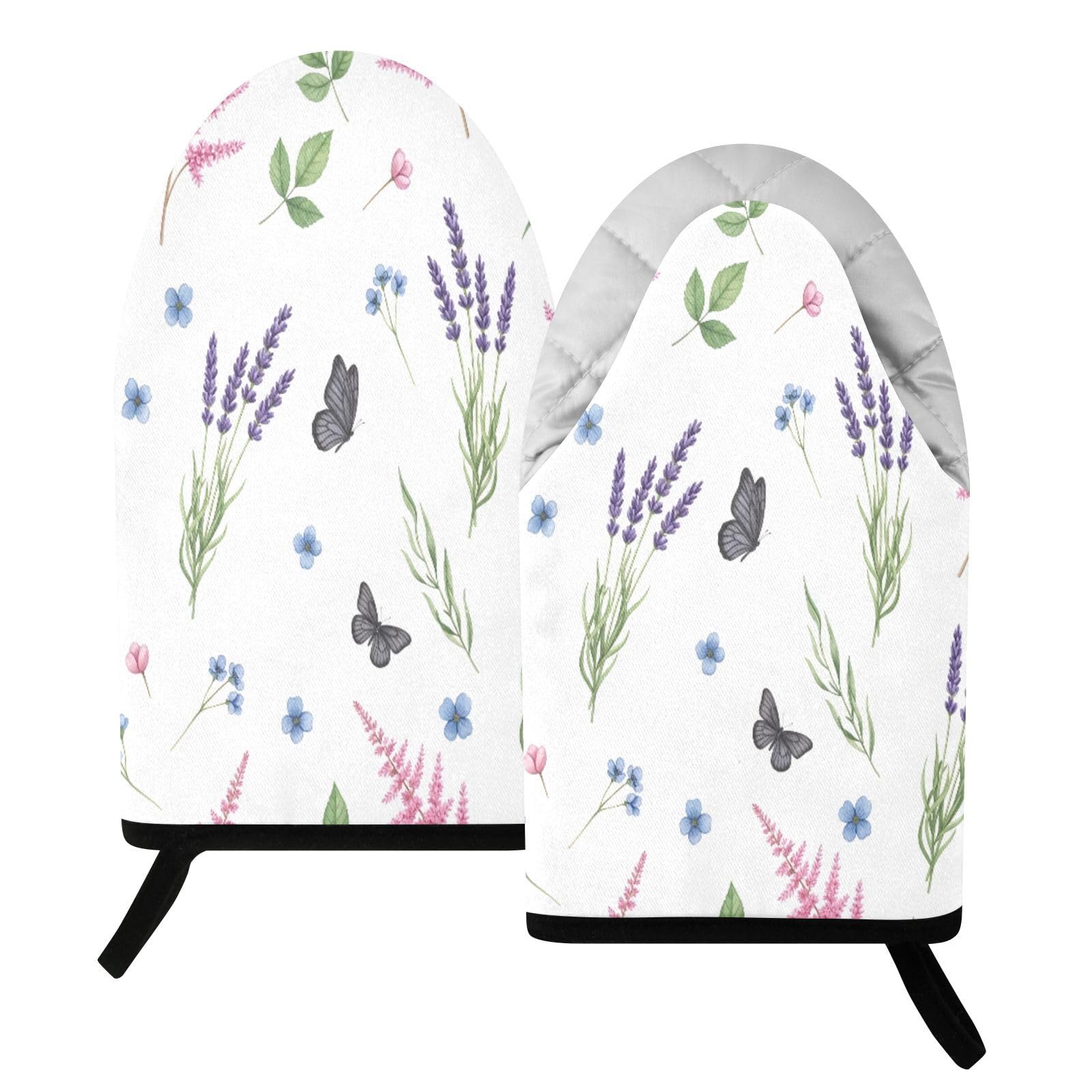 BURSTDDY Lavender Oven Mitt,Heat Resistant Kitchen Mitts for Cooking
