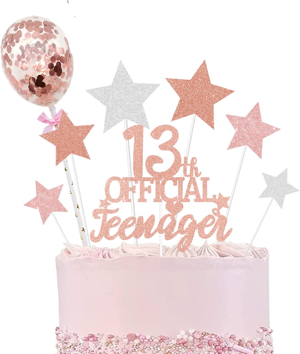 13. Geburtstag Dekoration Set - Glitzernde Kuchenaufsätze In Blau