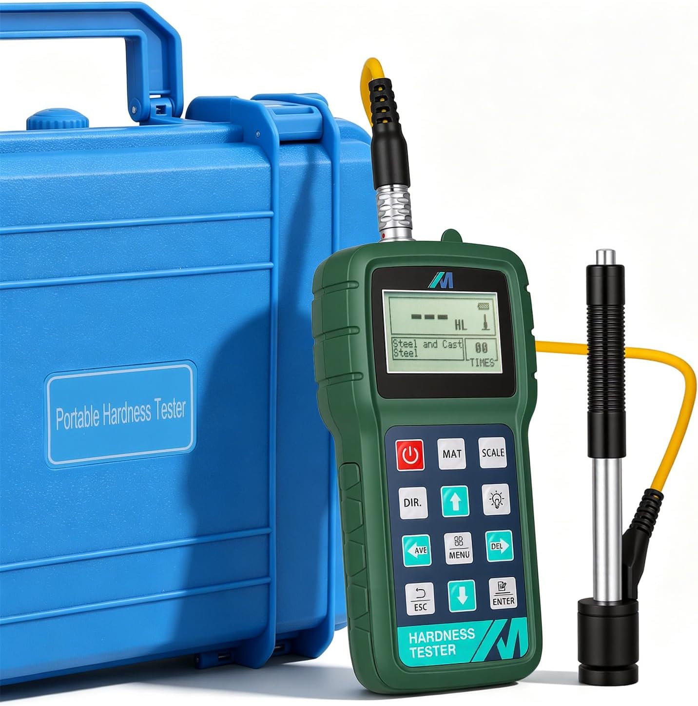 Metal Hardness Tester Kit, Digital Leeb Testing with Standard Hardness Block for Calibration, Multi-Scale Support & Free Software
