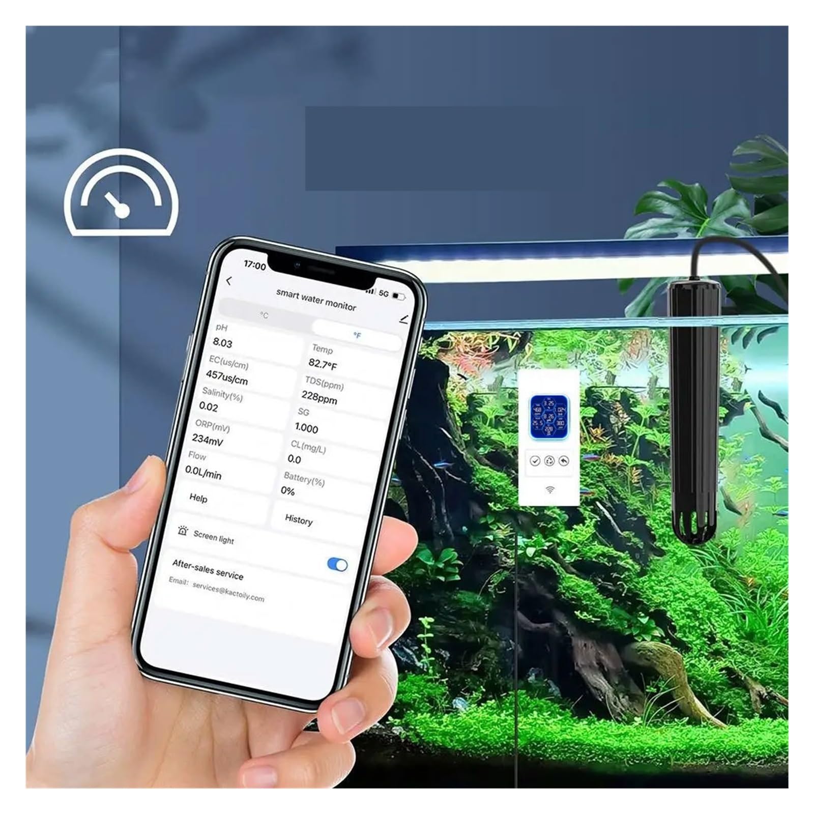 Tester wody, Inteligentny monitor jakości wody WiFi PH TDS, cyfrowy czujnik temperatury w akwarium