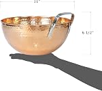 Red Co. 5 Quarts Large 11” Round Hammered Pure Copper Mixing Bowl with Handle