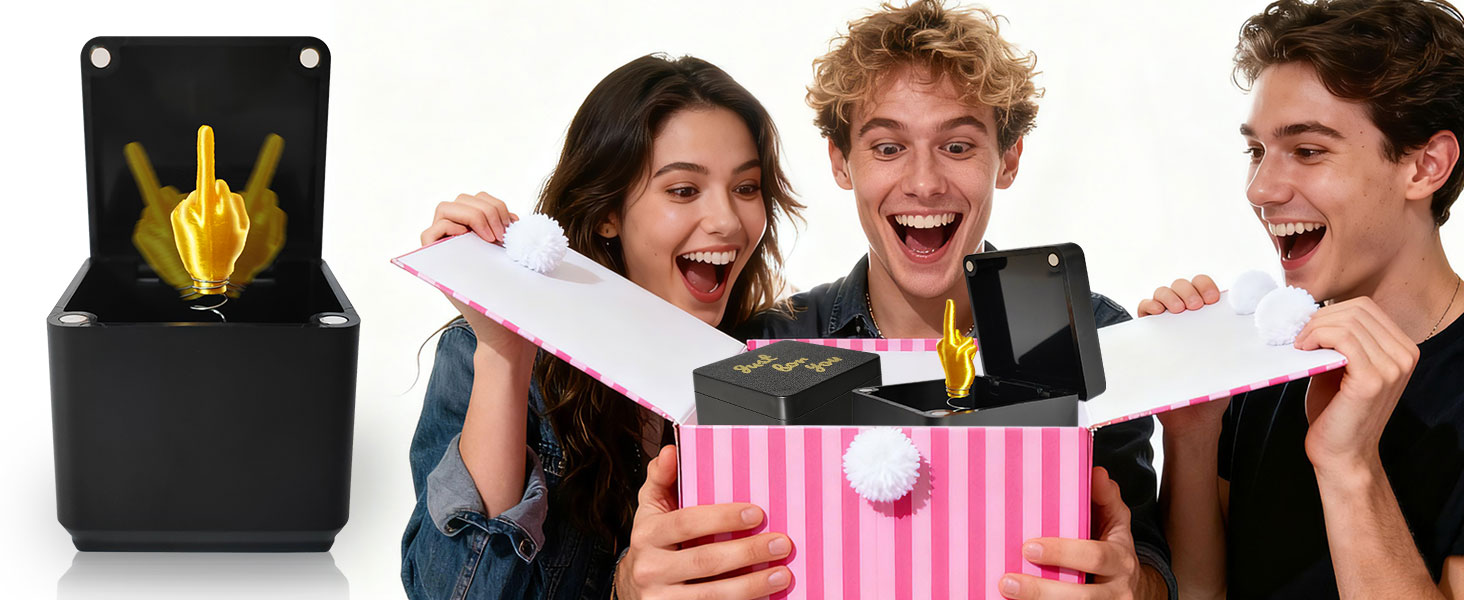 Middle Finger in A Box,2 Pack Prank Gift Box for Adults, Funny Middle Finger Birthday White Elephant Gifts,Weird Stuff Quirky Joke for Gag