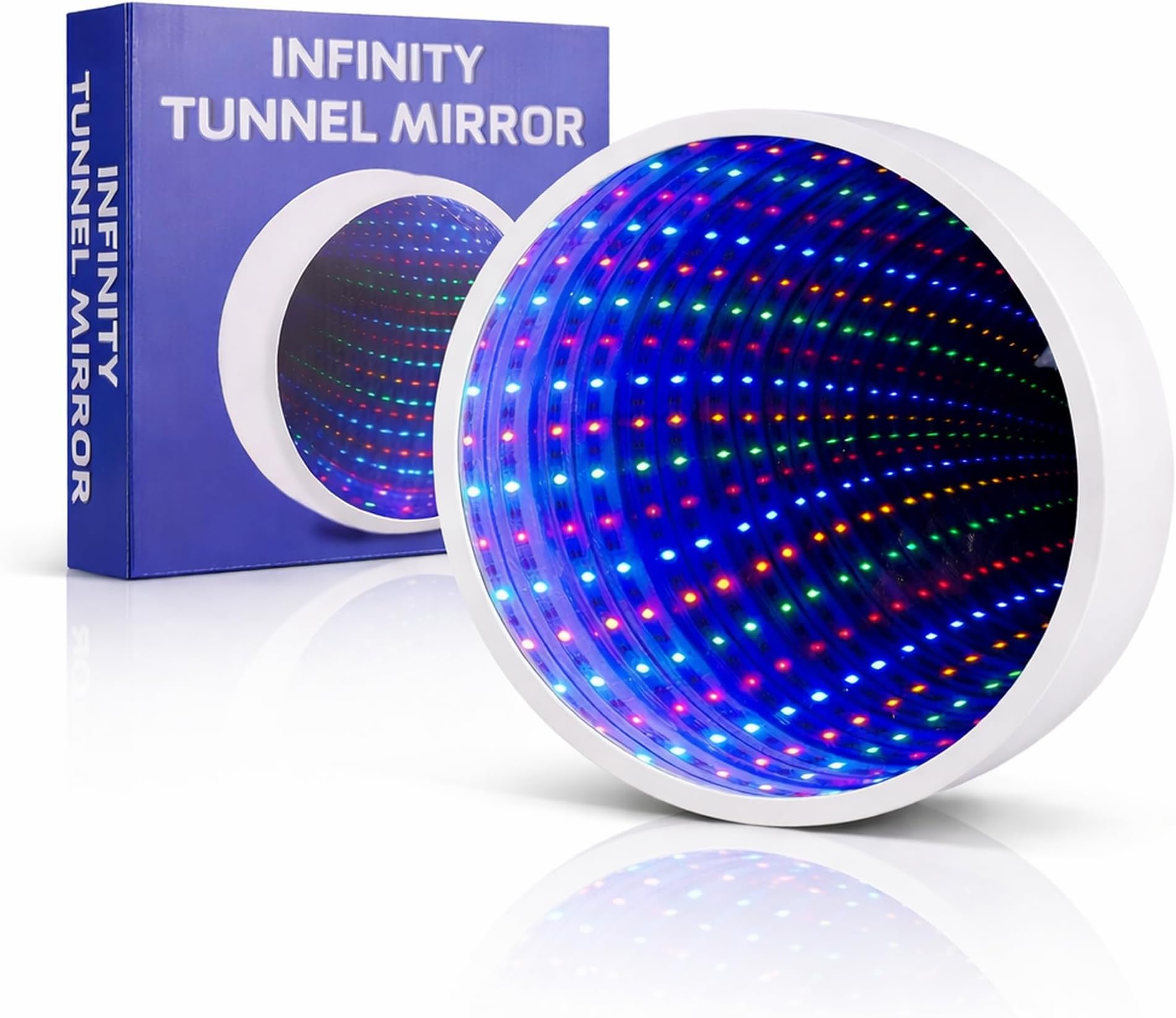 The Glowhouse Infinity Mirror Tunnel Lamp LED Lighting Sensory Party Décor Free Standing Battery Powered