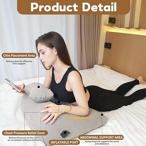 Miniatura 4 de Almohada de cuña para dormir, almohada inflable de elevación de piernas para hinchazón, circulación, alivio del dolor de piernas y espalda, almohada