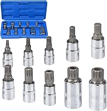 sukudon Juego de 10 piezas, M4 – M18 Spline Bit Socket Set Triple Square + Caja de almacenamiento